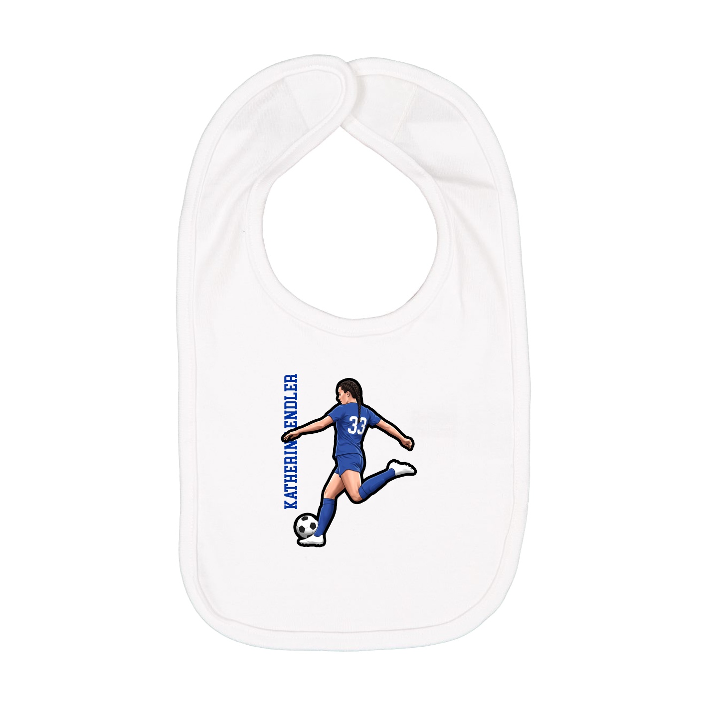 Infant Bib — Name Vertical in White