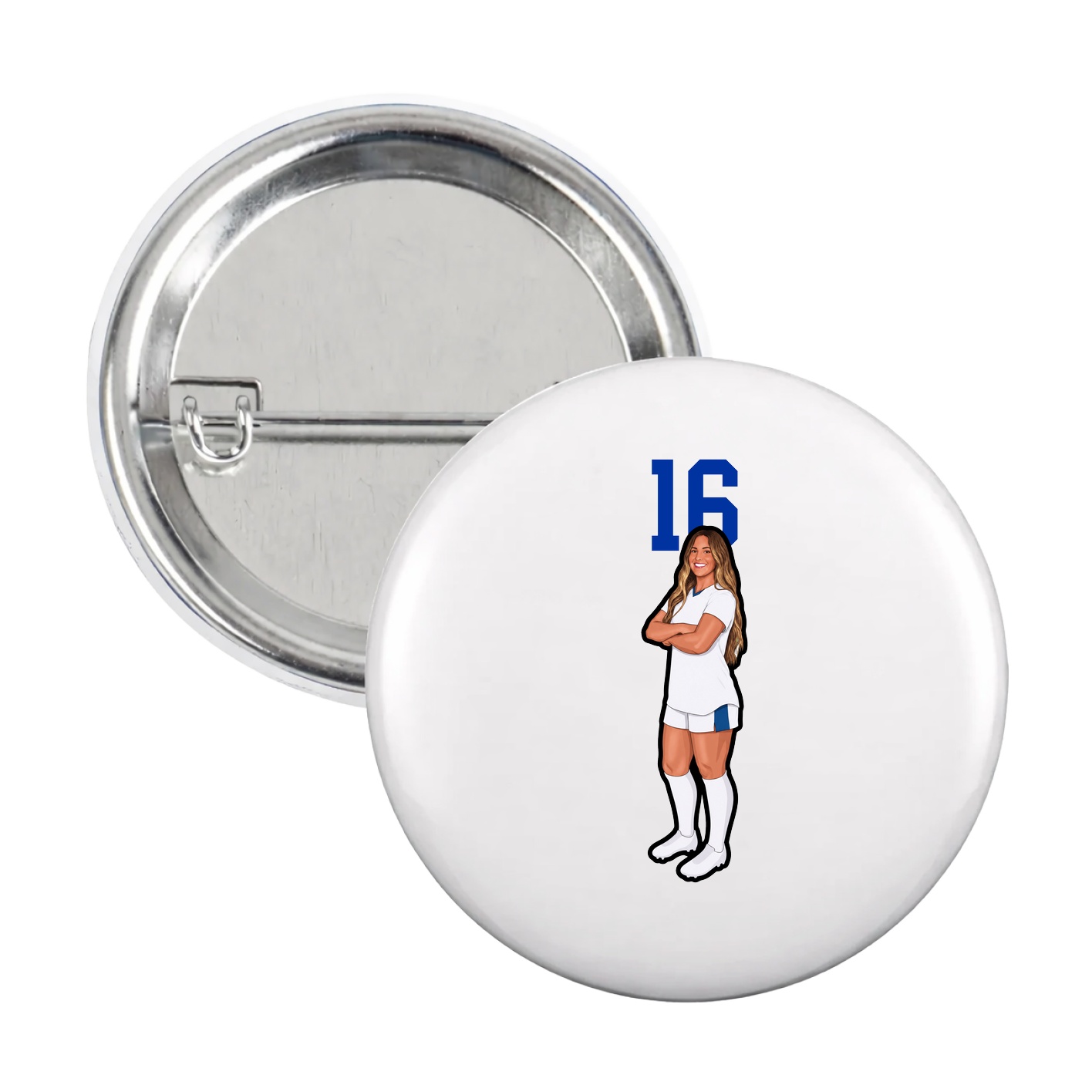 Game Day Button — Number Top in White