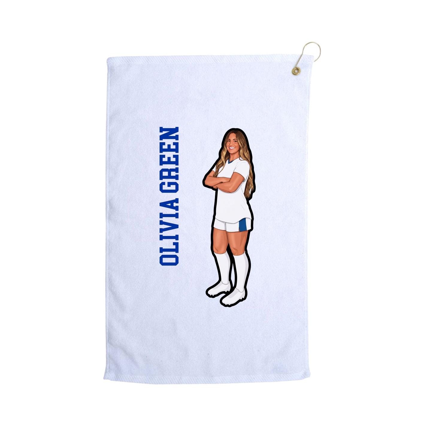Golf Towel — Name Vertical in White