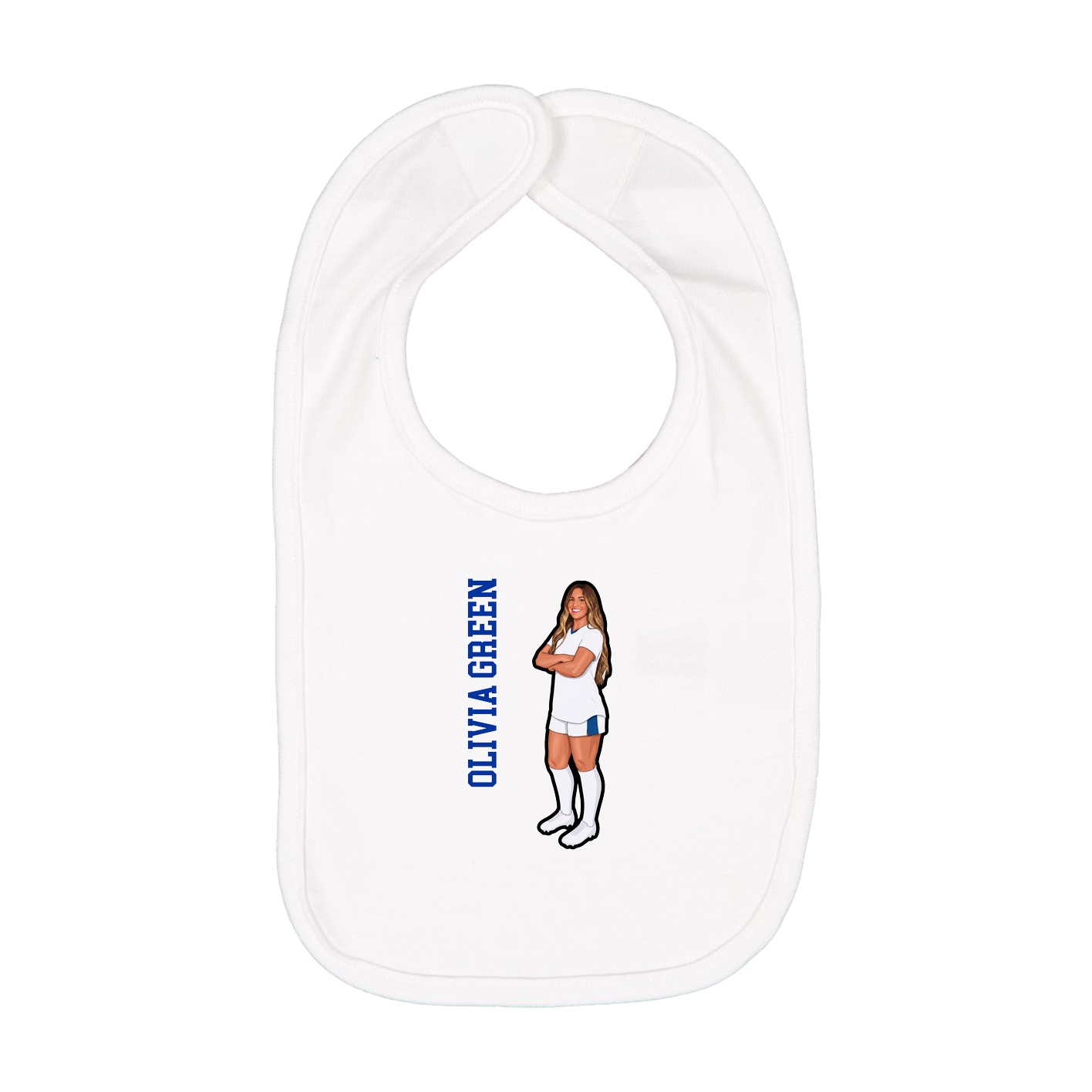 Infant Bib — Name Vertical in White