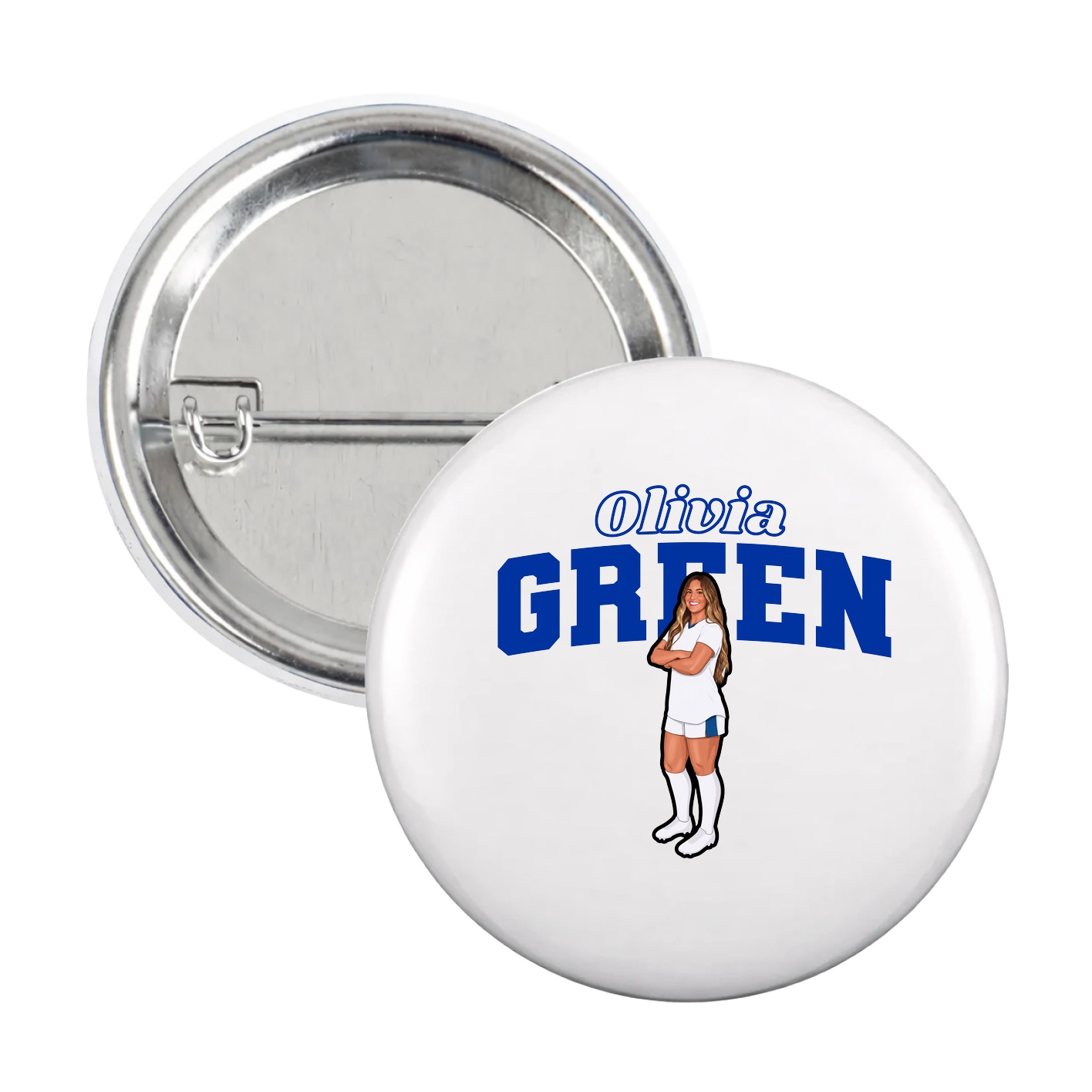 Game Day Button — Name Arch in White