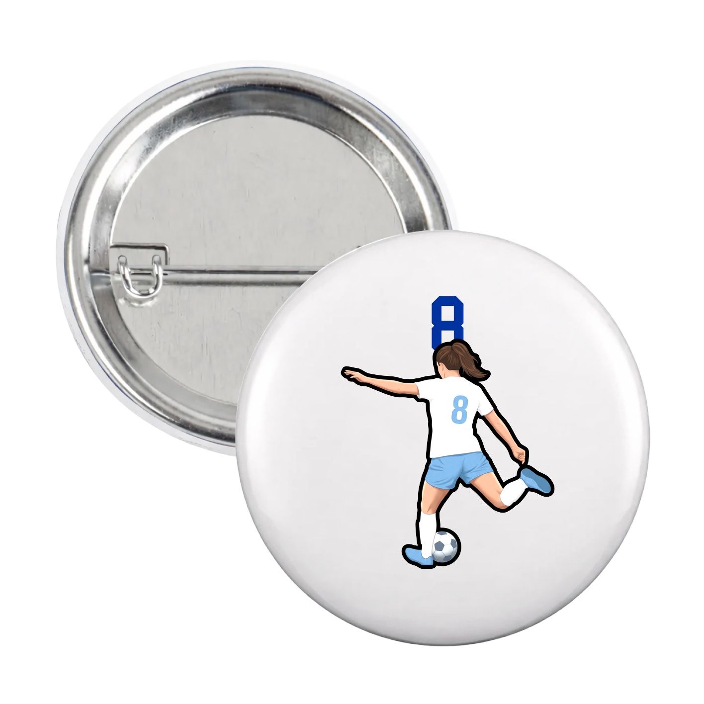 Game Day Button — Number Top in White