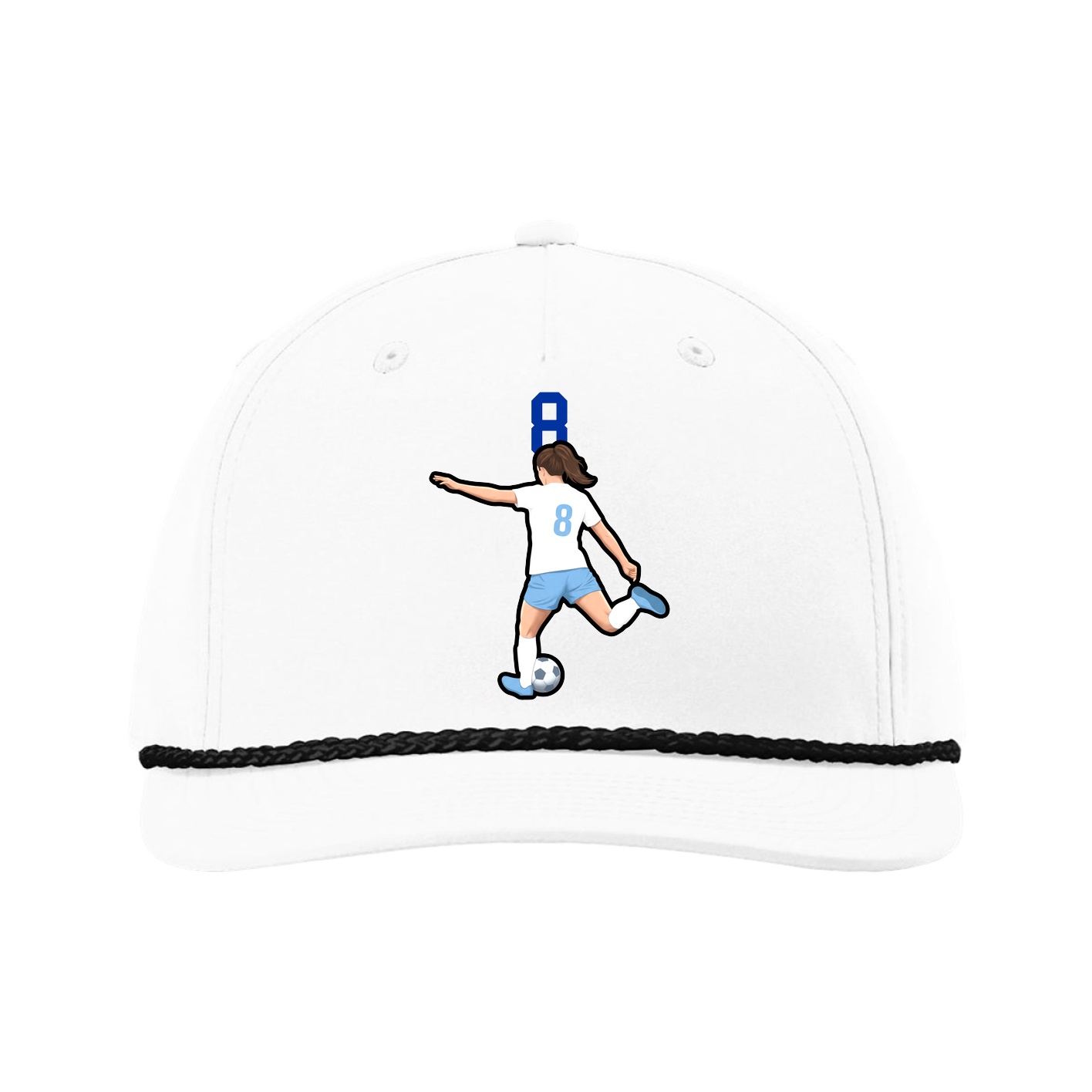 Five-Panel Classic Rope Cap — Number Top in White