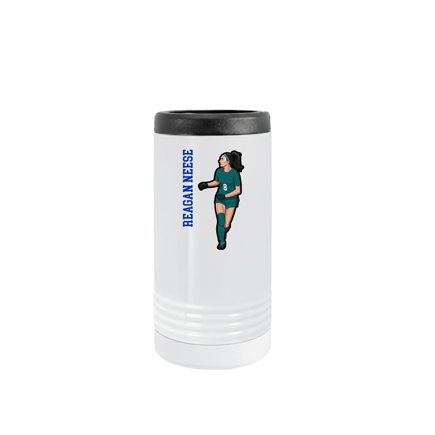Slim Beverage Holder — Name Vertical in White