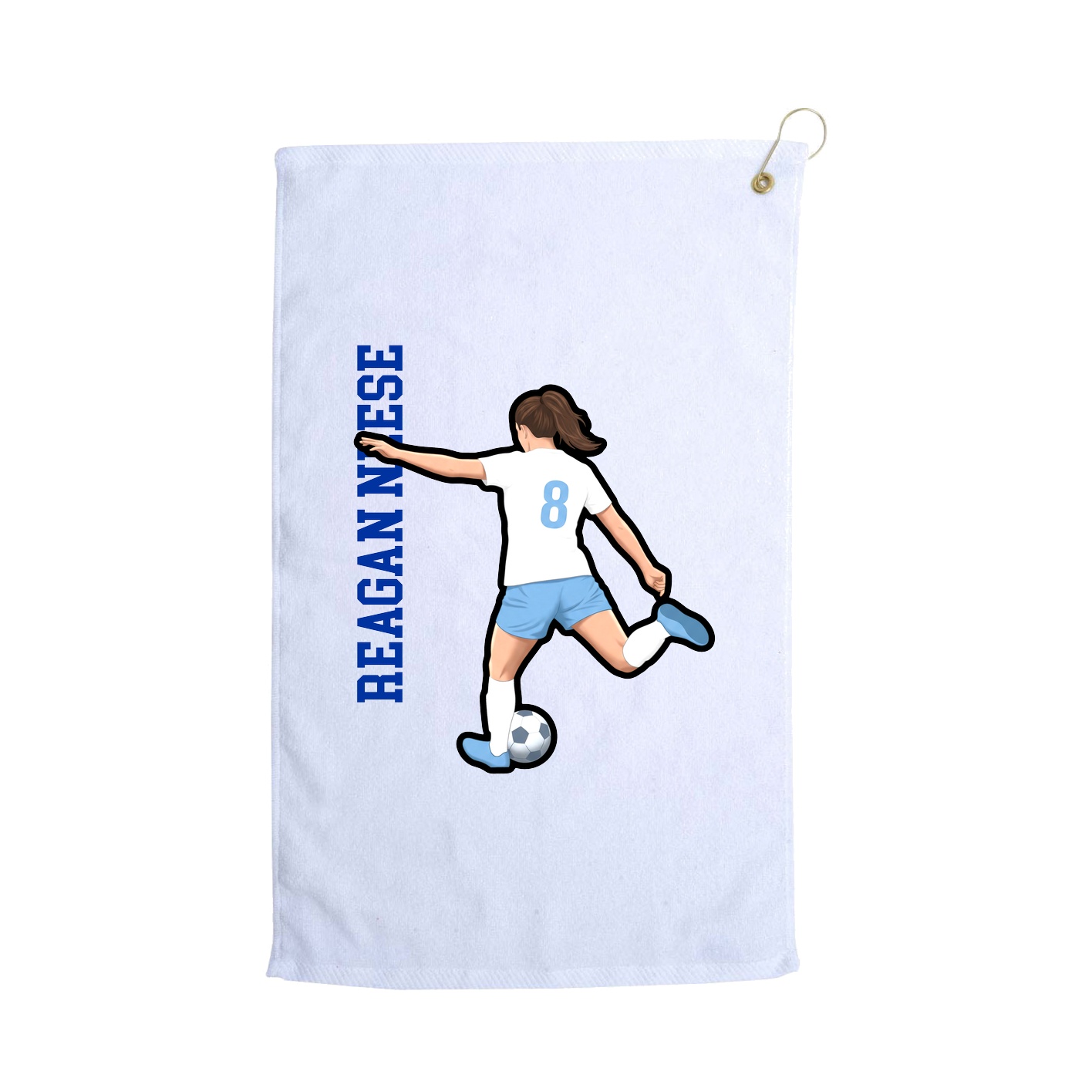 Golf Towel — Name Vertical in White