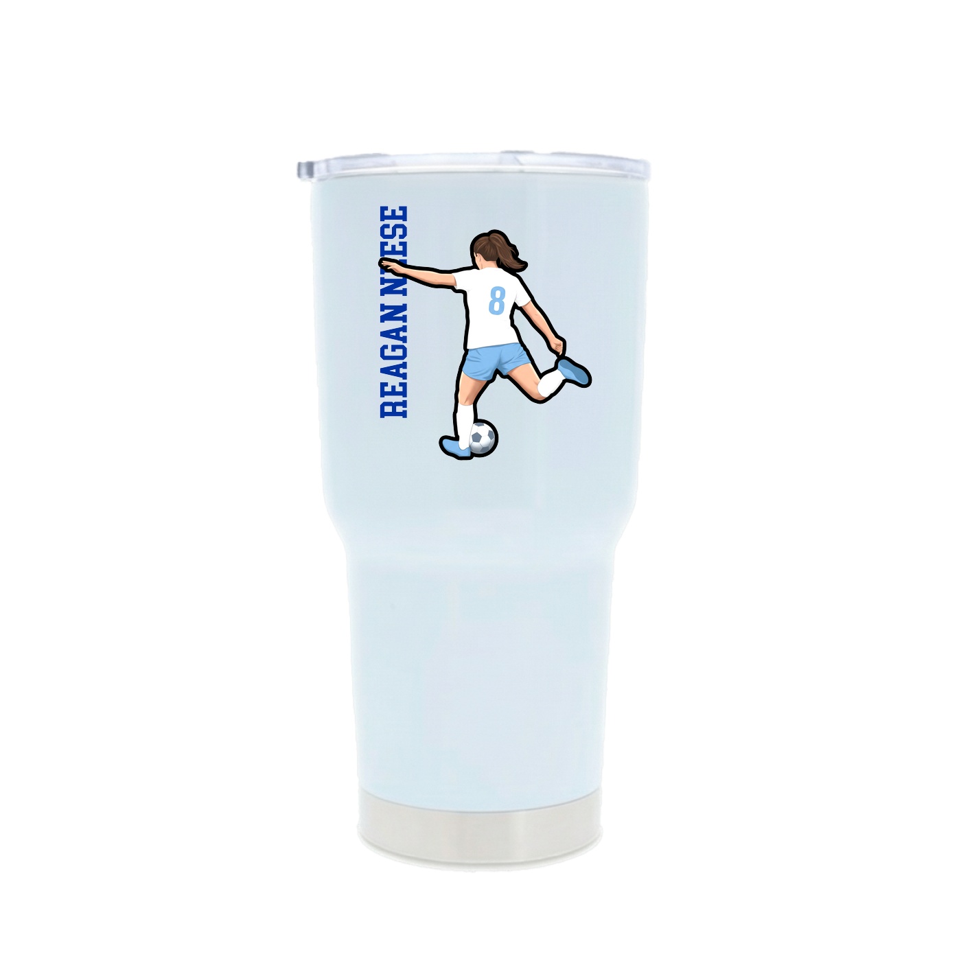 30oz Stainless Steel Tumbler — Name Vertical in White