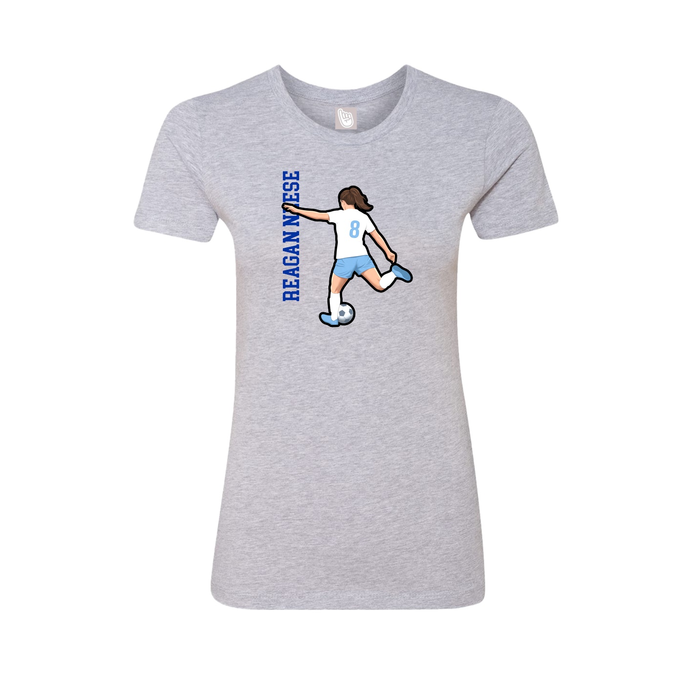 Fitted Women's Tee — Name Vertical in Grey