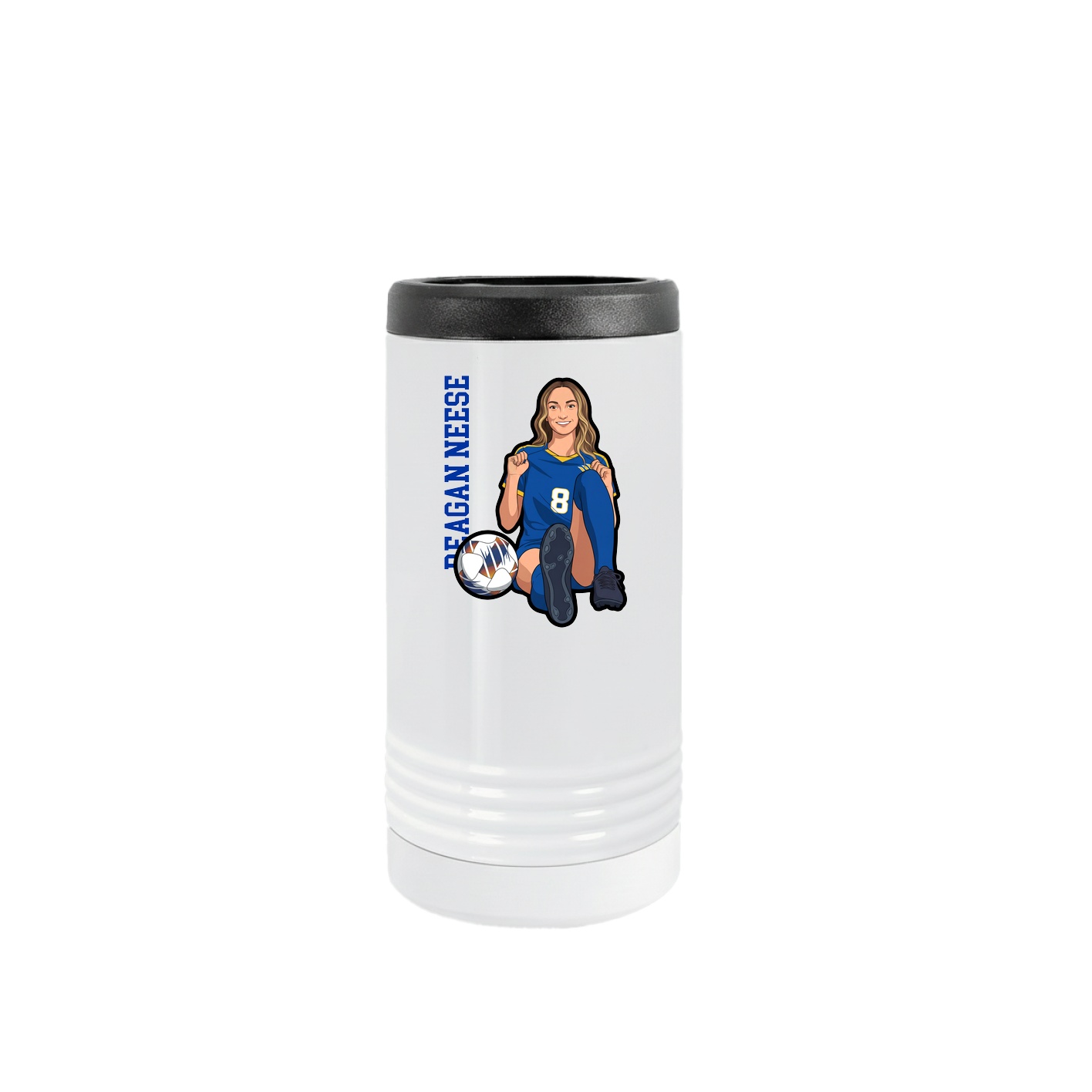 Slim Beverage Holder — Name Vertical in White