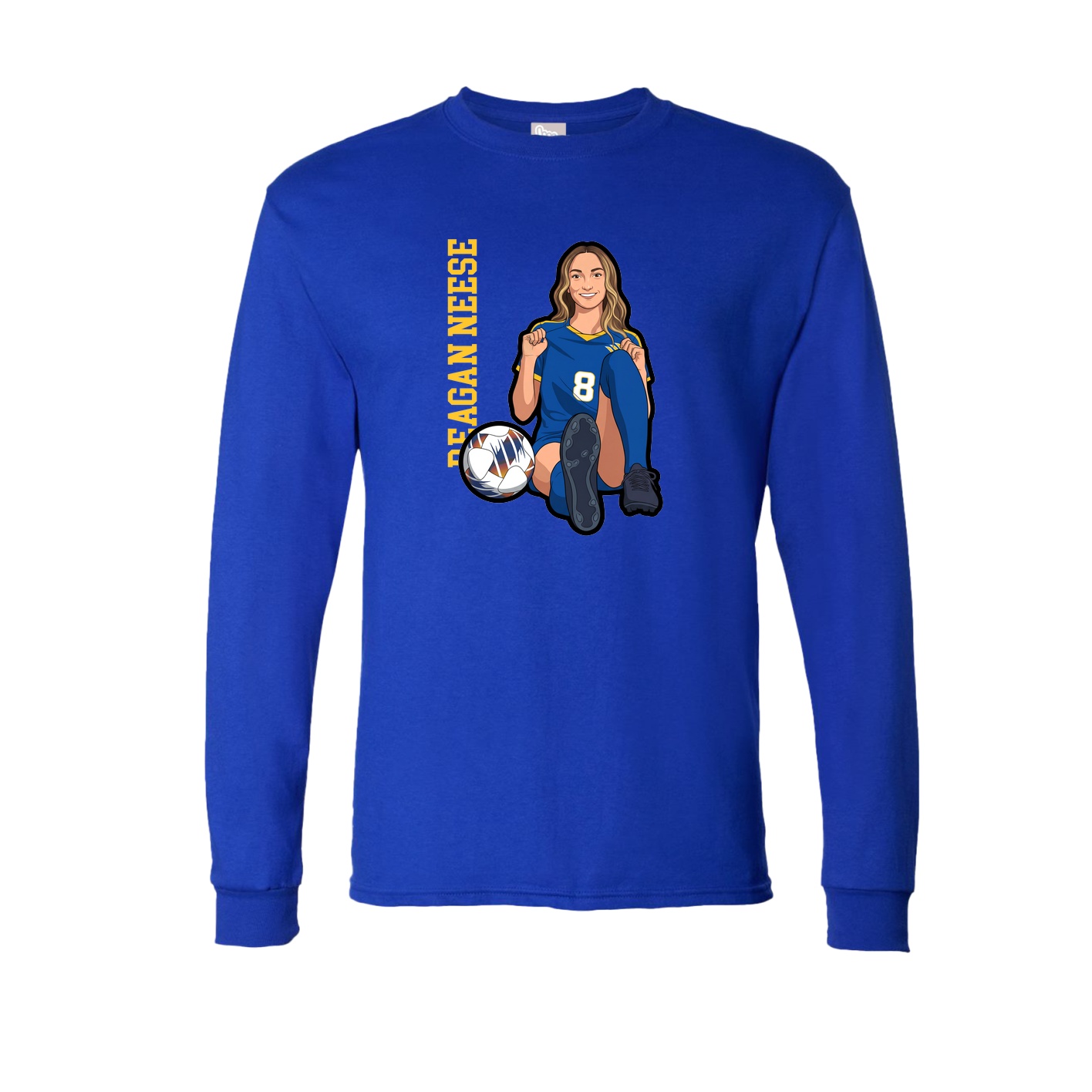 Long Sleeve Tee — Name Vertical in Royal