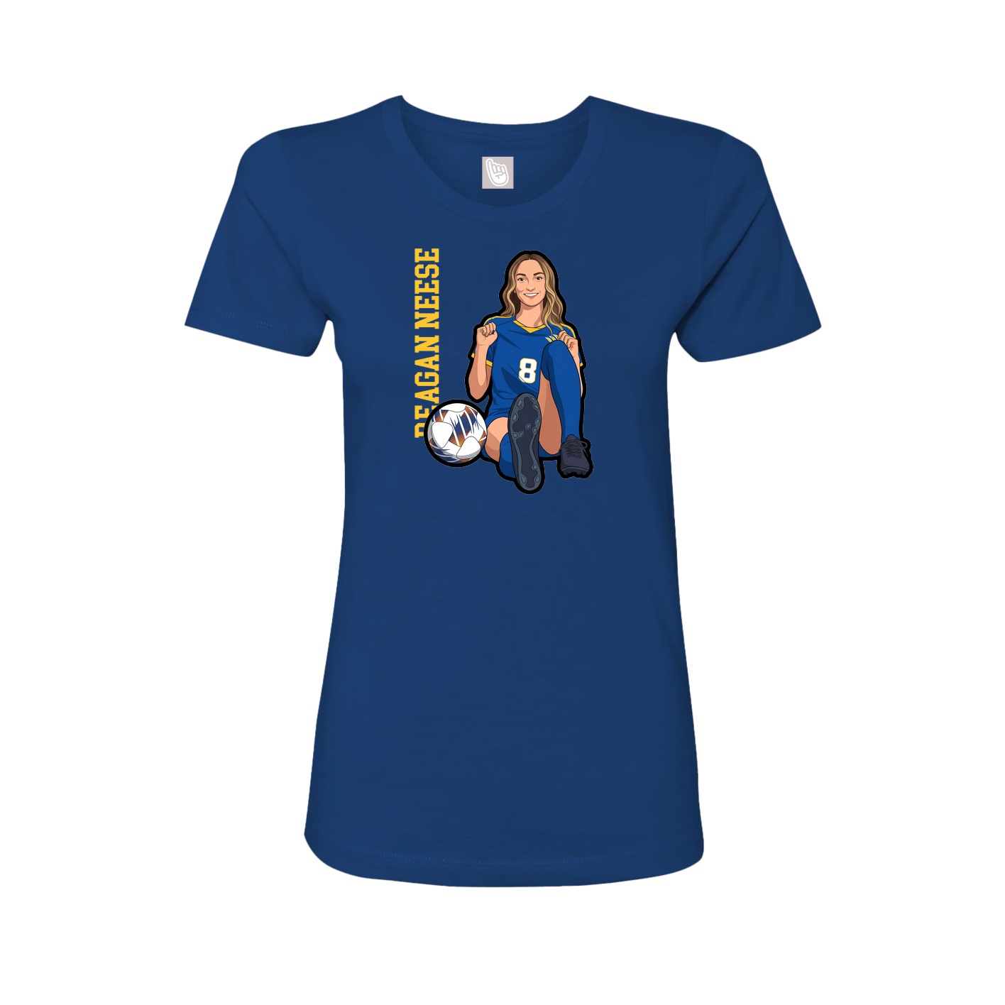 Fitted Women's Tee — Name Vertical in Royal