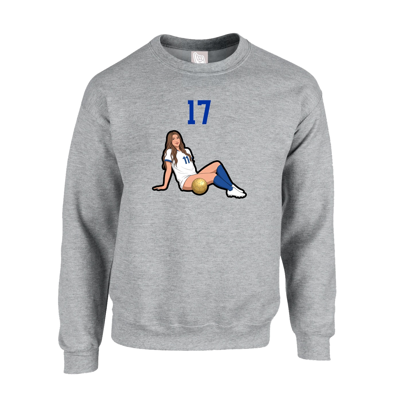 Fleece Crew — Number Top in Grey
