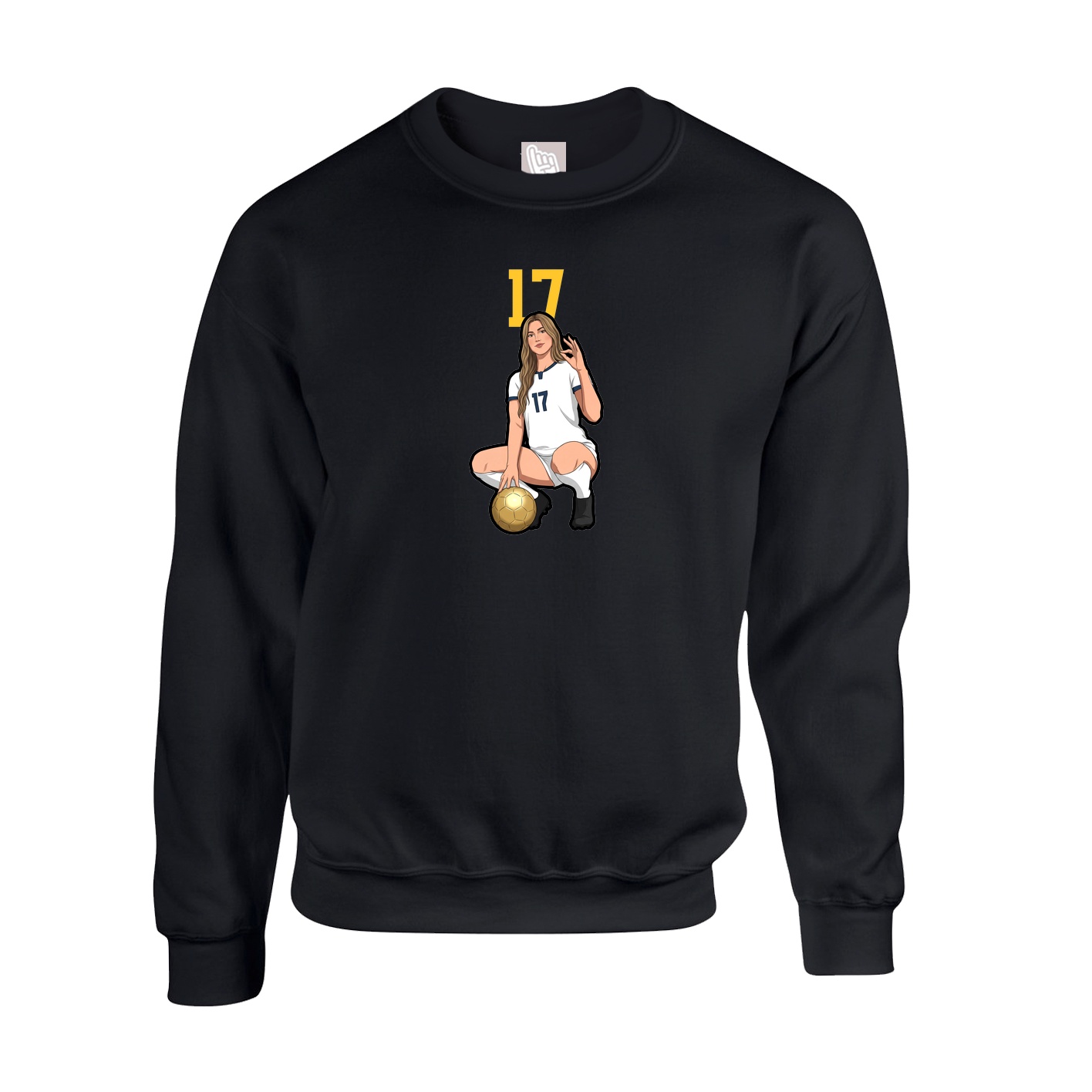 Fleece Crew — Number Top in Black