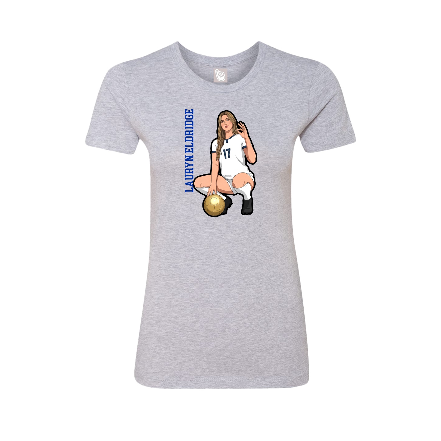 Fitted Women's Tee — Name Vertical in Grey