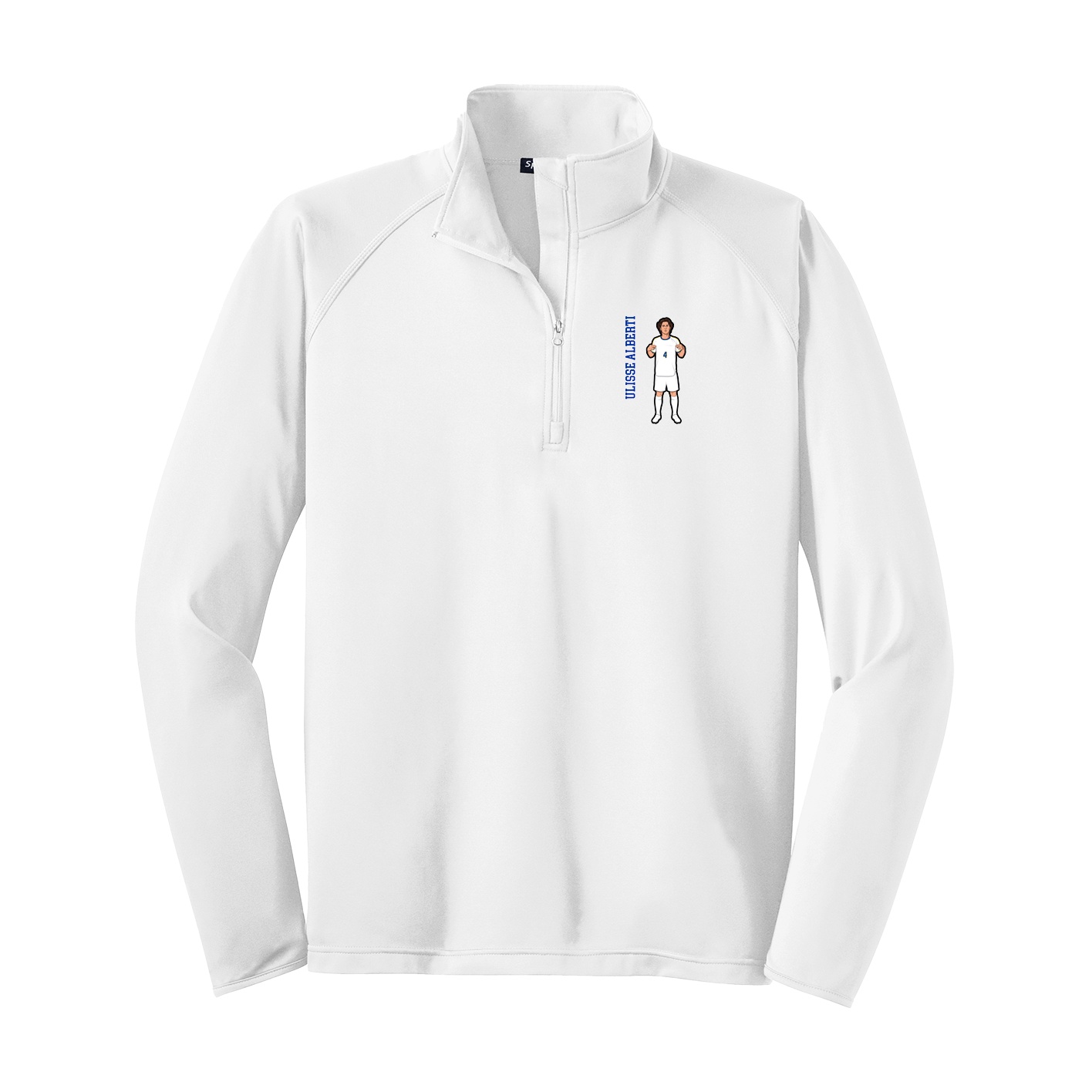 Q-Zip Pullover — Name Vertical in White