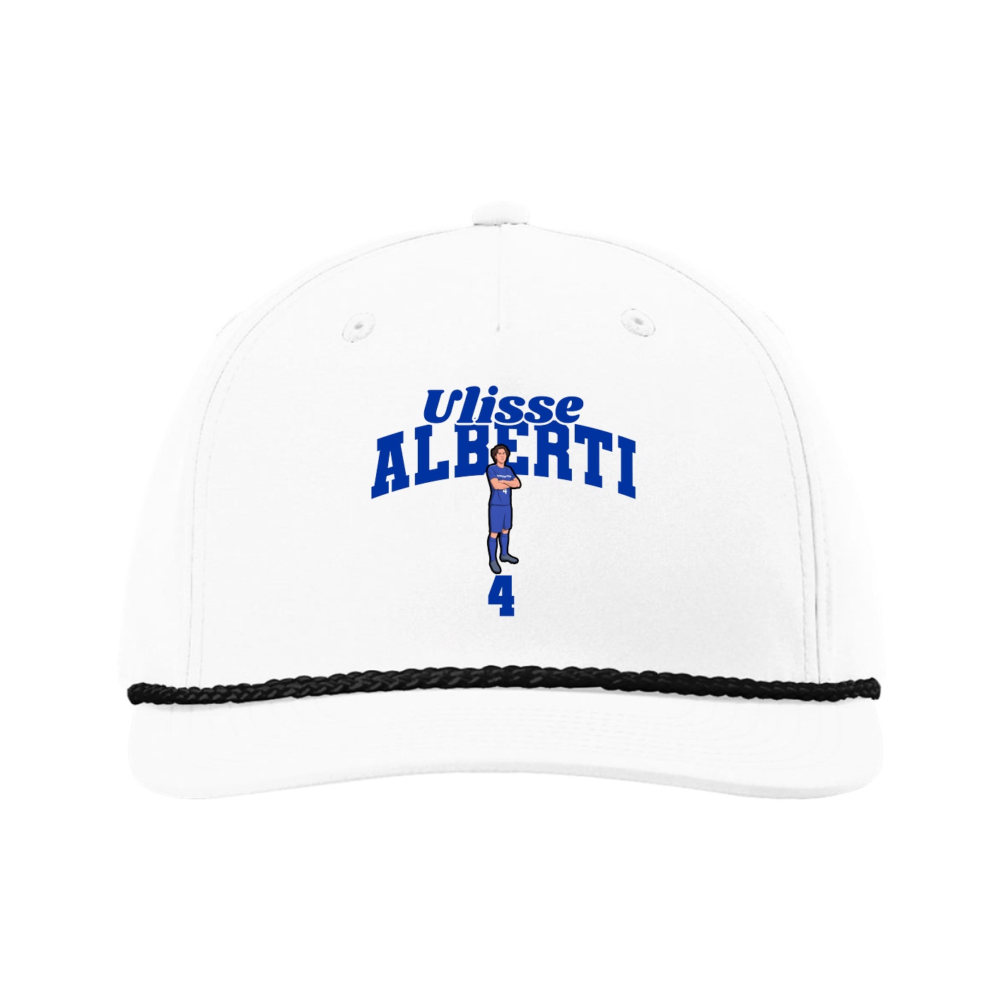 Five-Panel Classic Rope Cap — Signature Arch in White