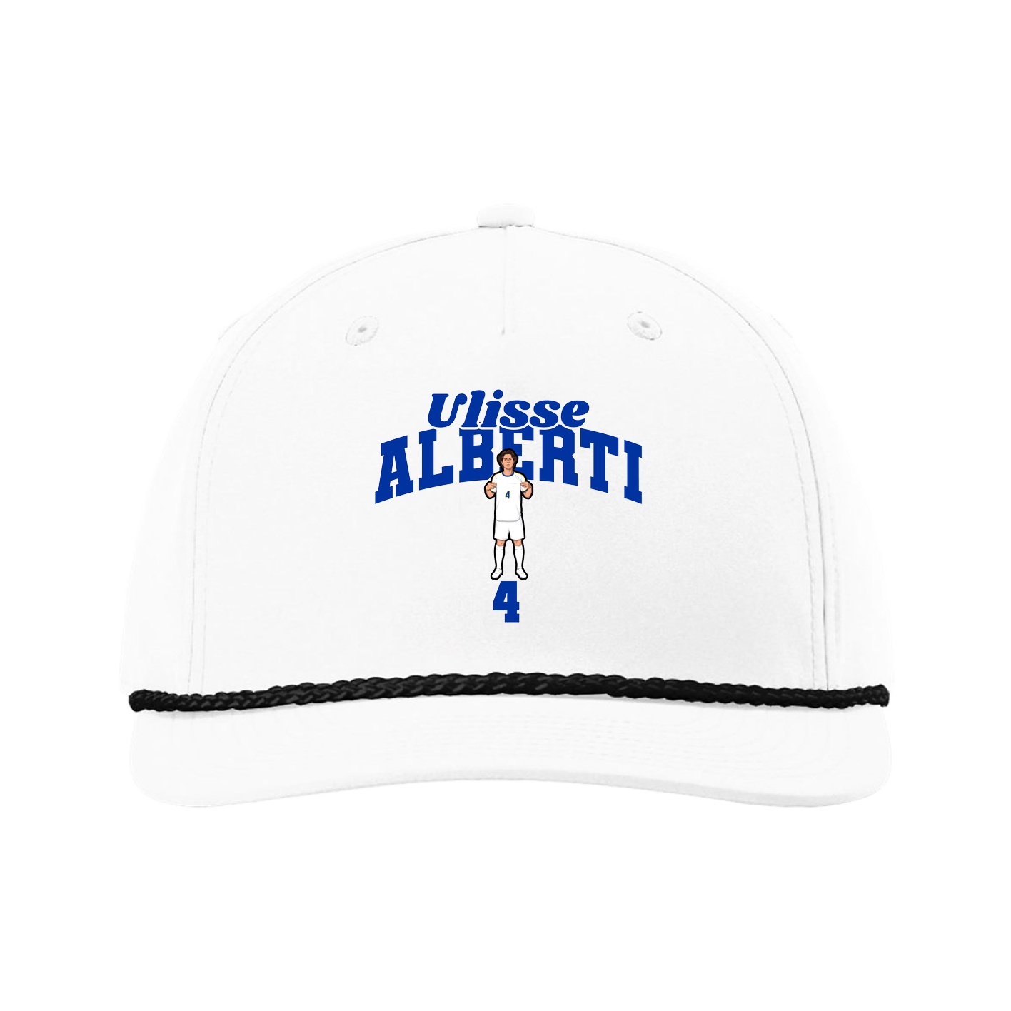 Five-Panel Classic Rope Cap — Signature Arch in White