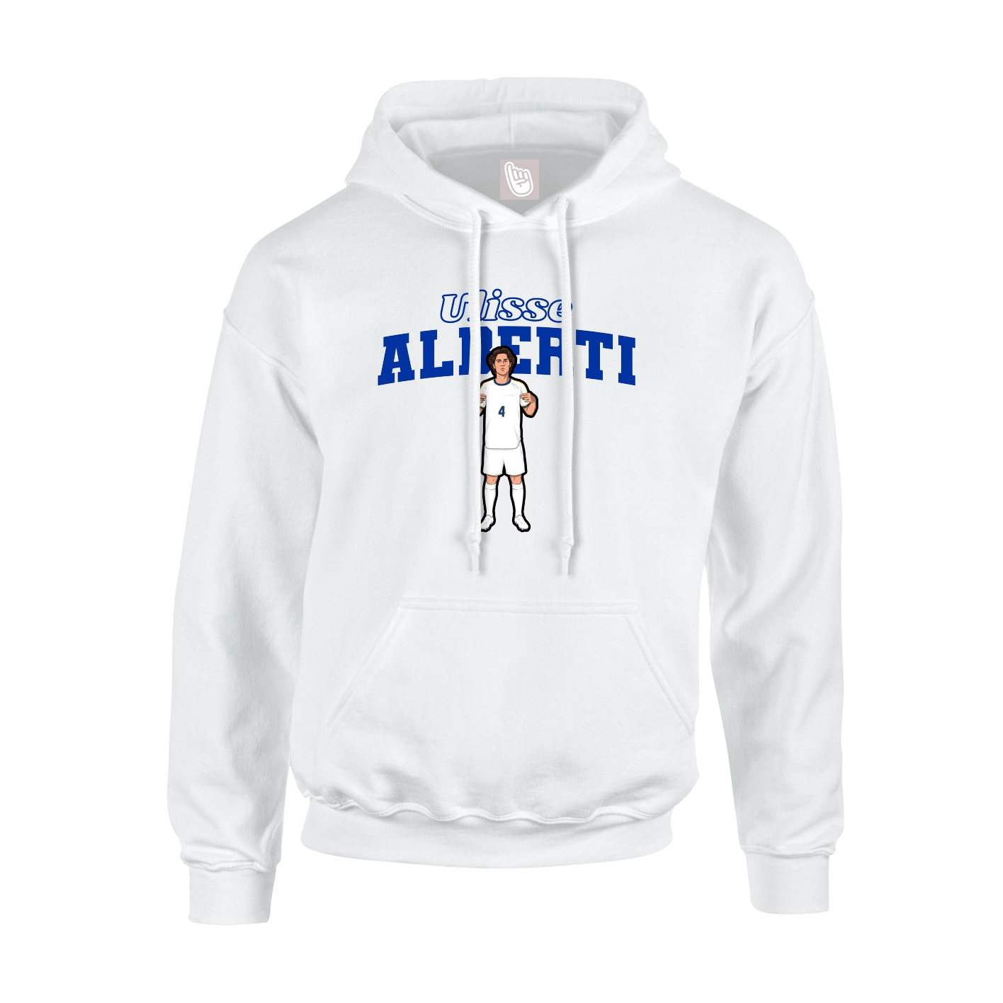 Youth Hoodie — Name Arch in White