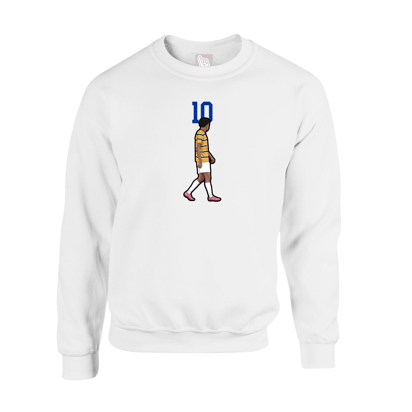 Fleece Crew — Number Top in White