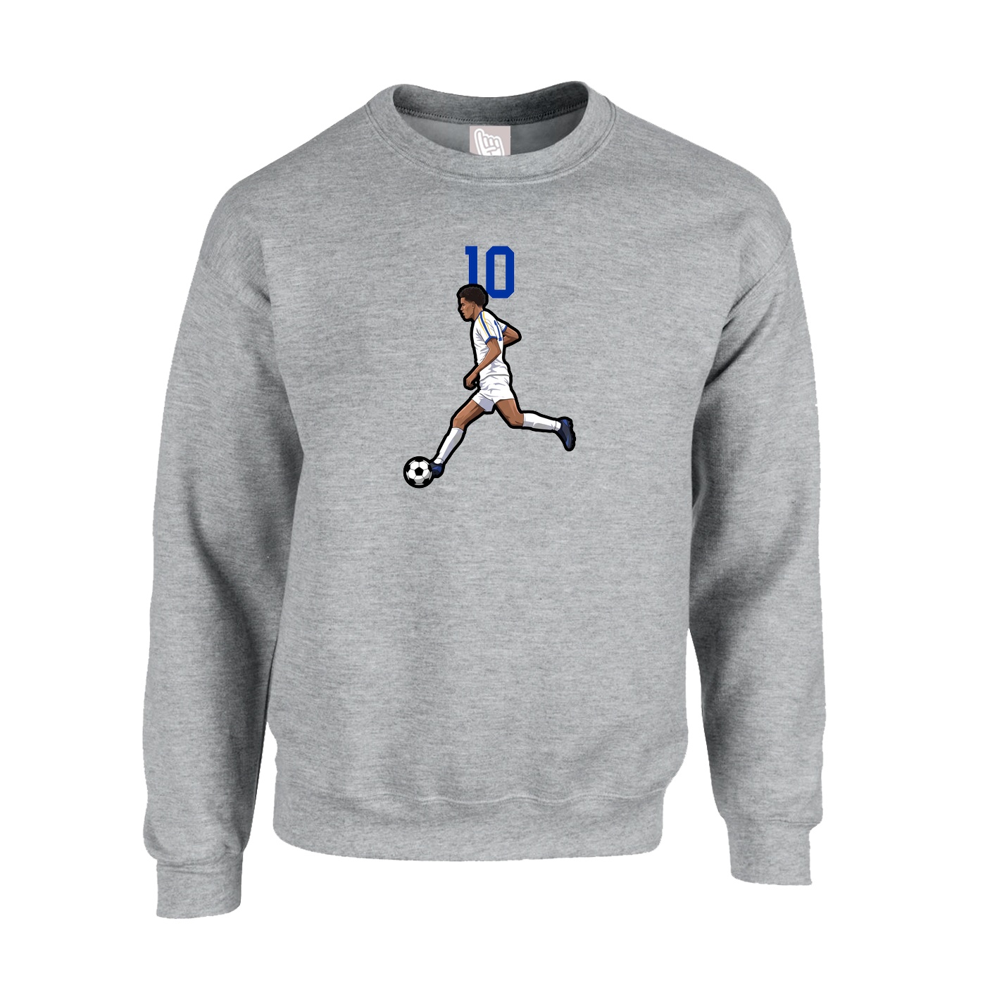 Fleece Crew — Number Top in Grey
