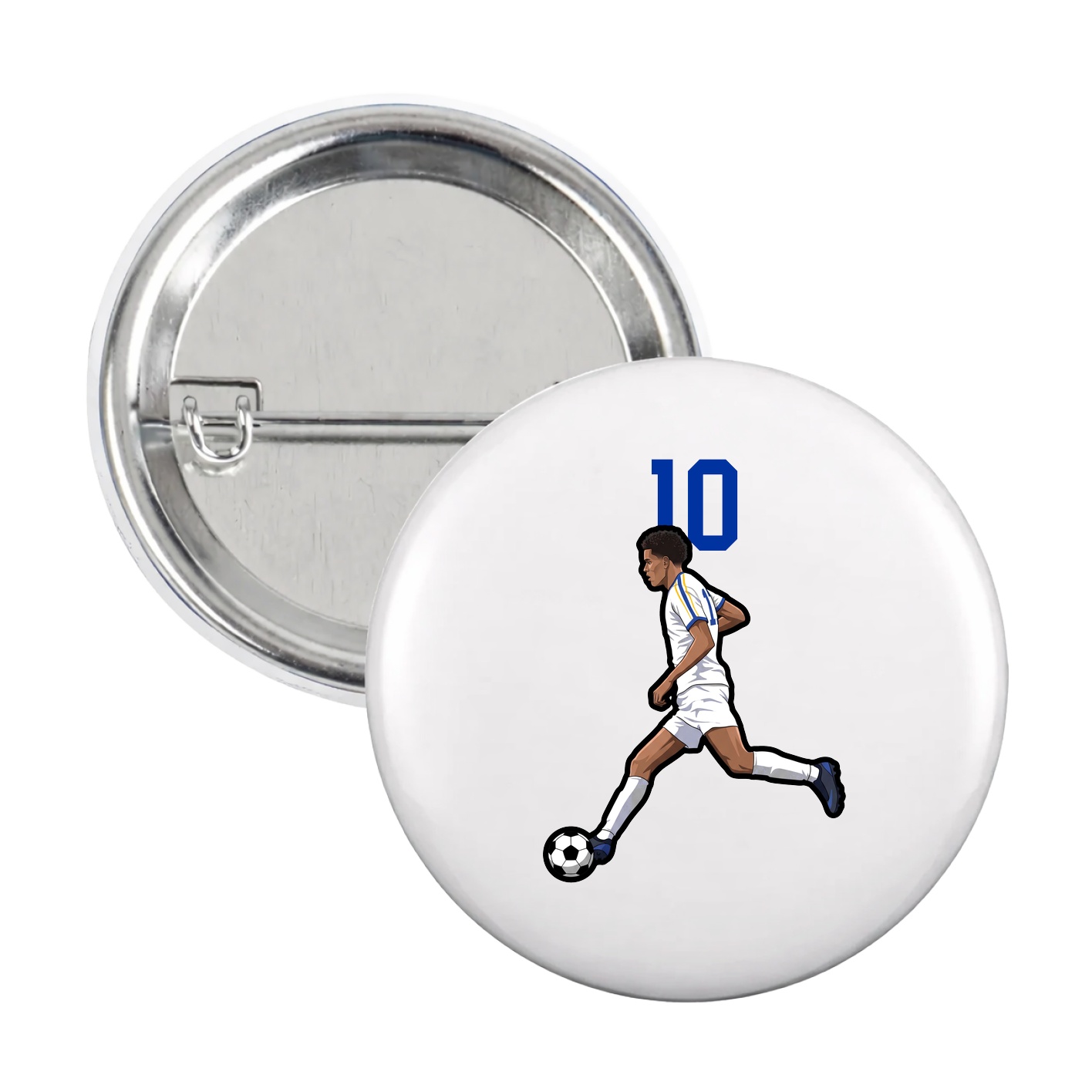 Game Day Button — Number Top in White