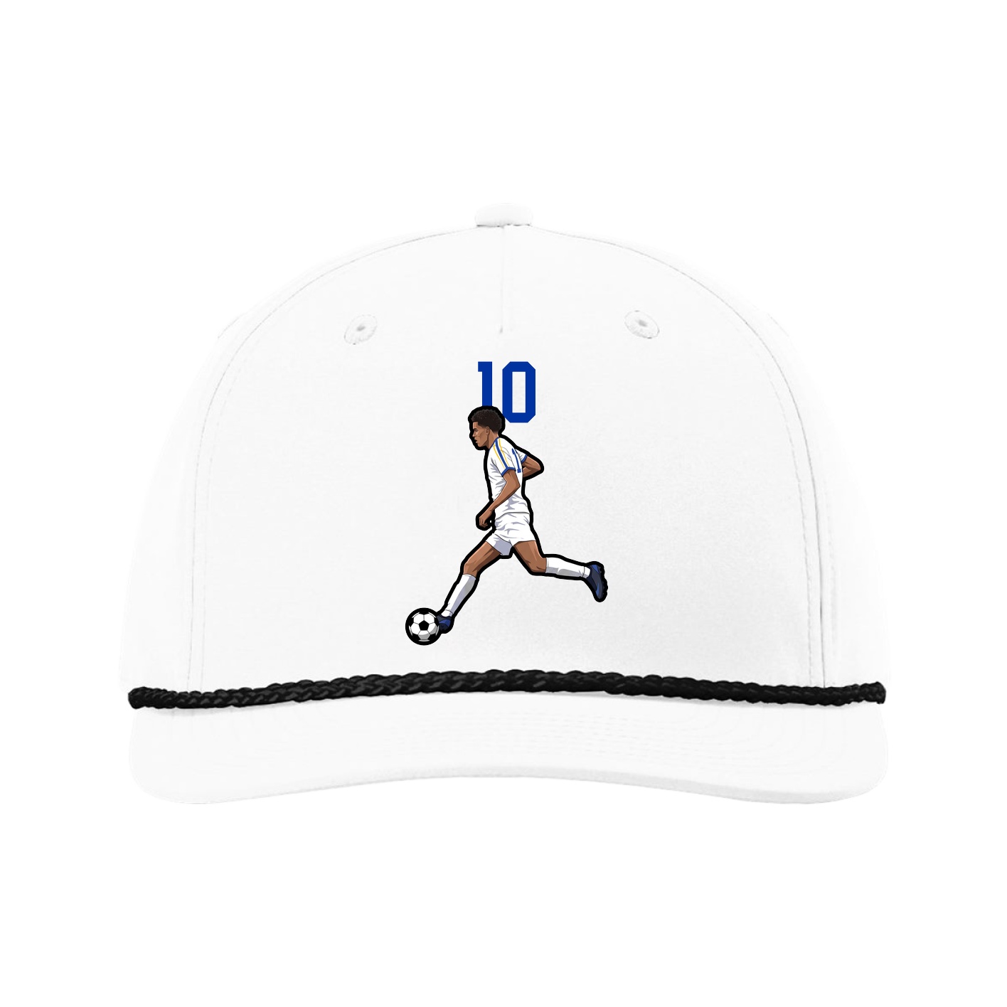 Five-Panel Classic Rope Cap — Number Top in White