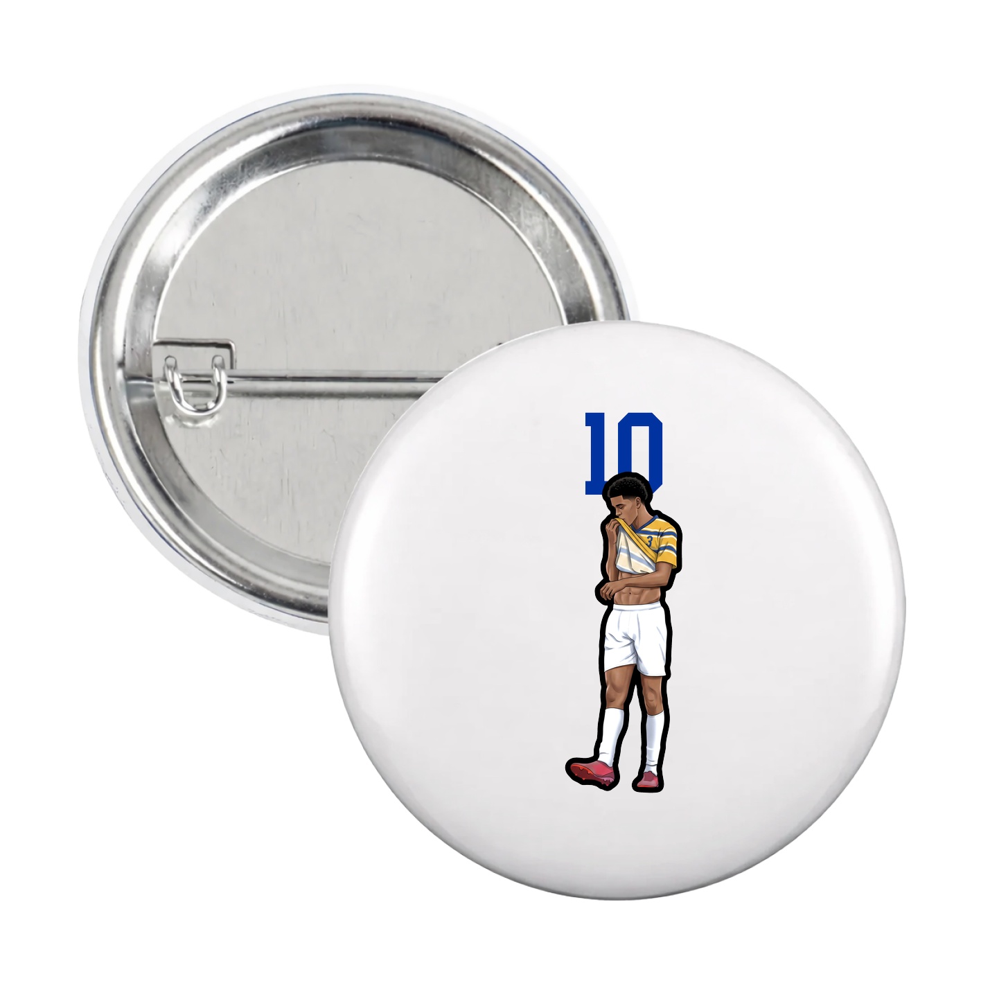 Game Day Button — Number Top in White