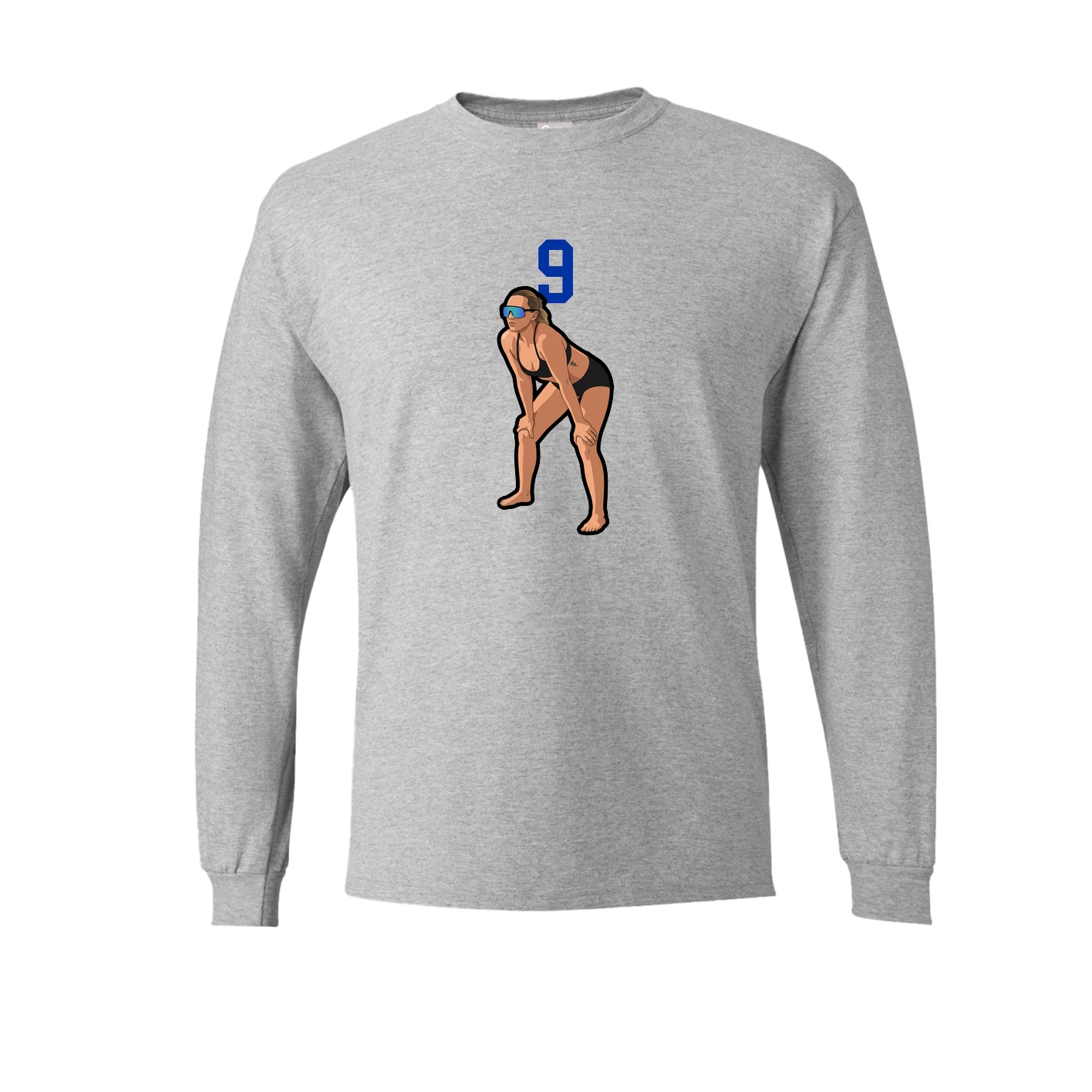 Long Sleeve Tee — Number Top in Grey