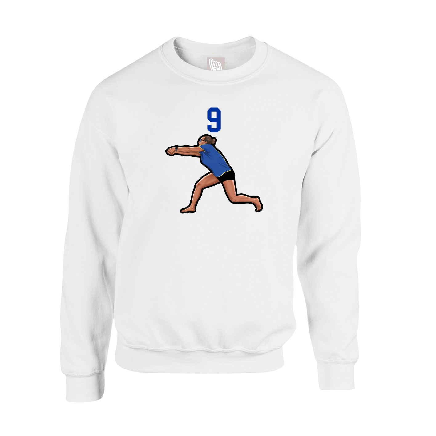 Fleece Crew — Number Top in White