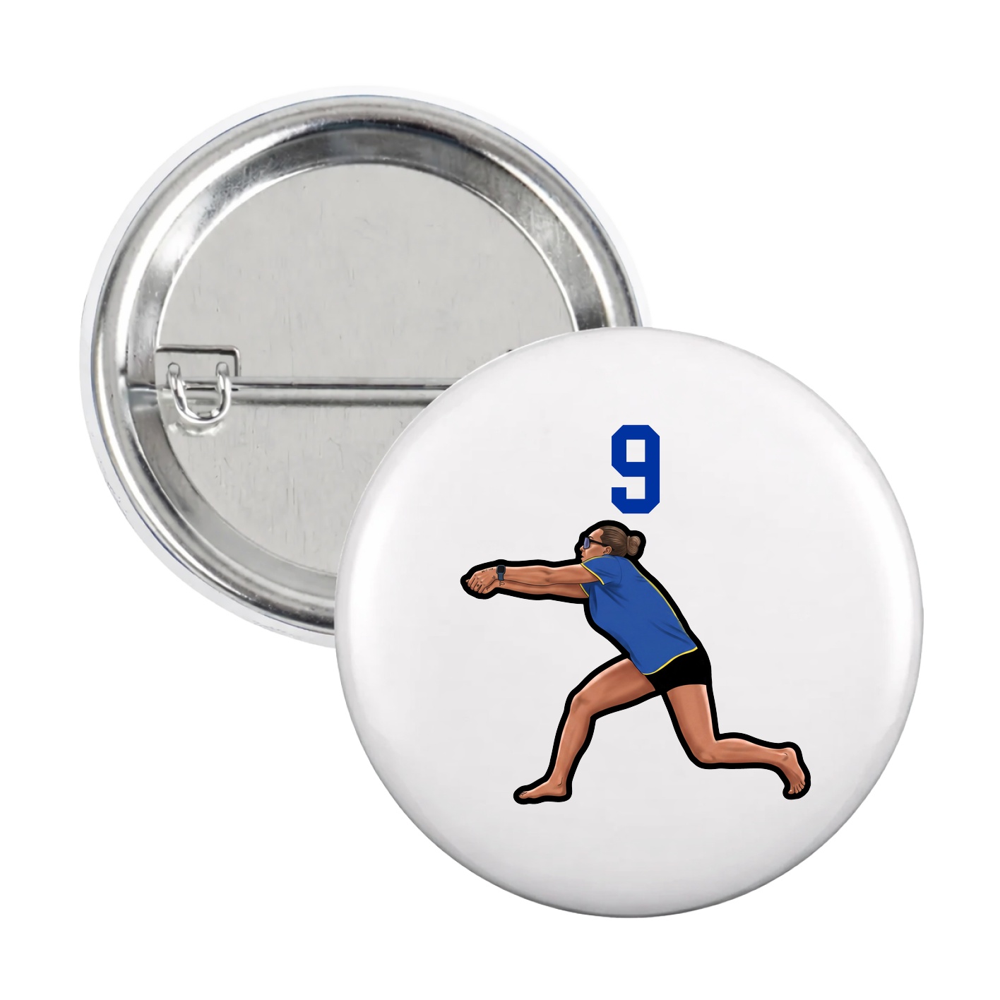 Game Day Button — Number Top in White