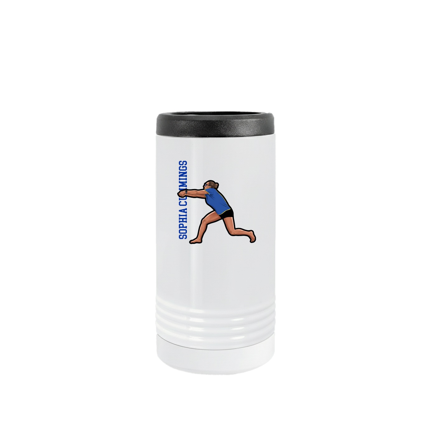 Slim Beverage Holder — Name Vertical in White