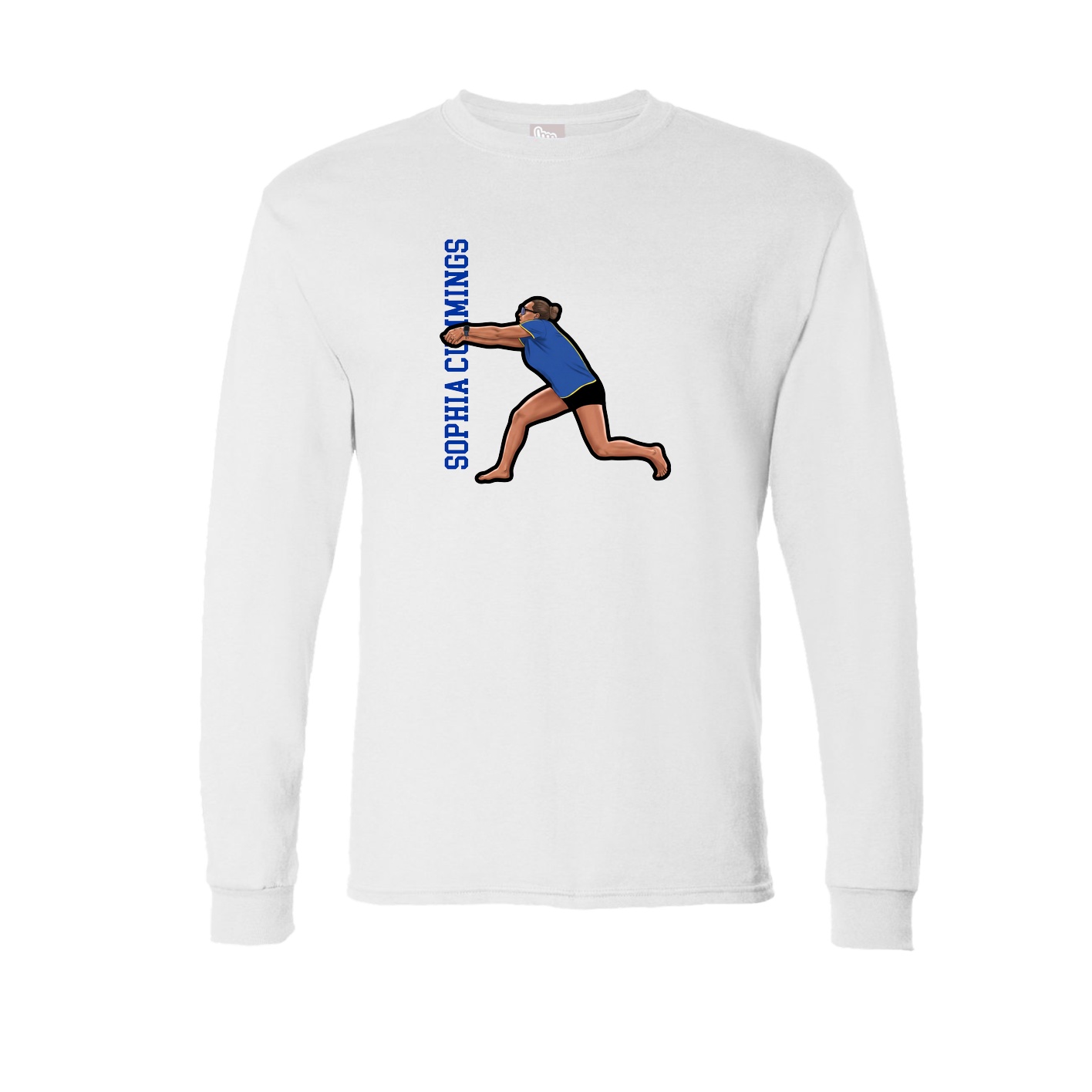 Long Sleeve Tee — Name Vertical in White