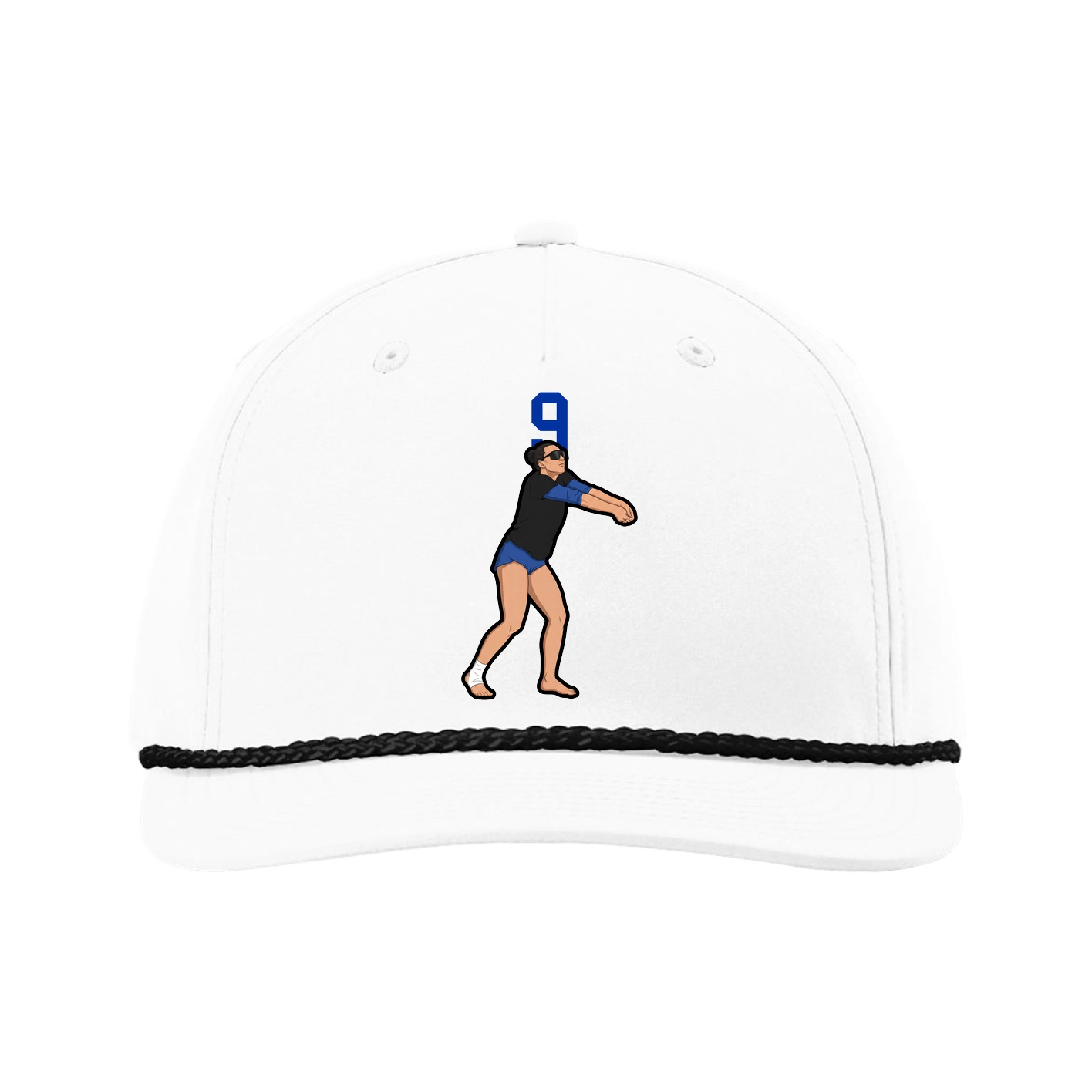 Five-Panel Classic Rope Cap — Number Top in White