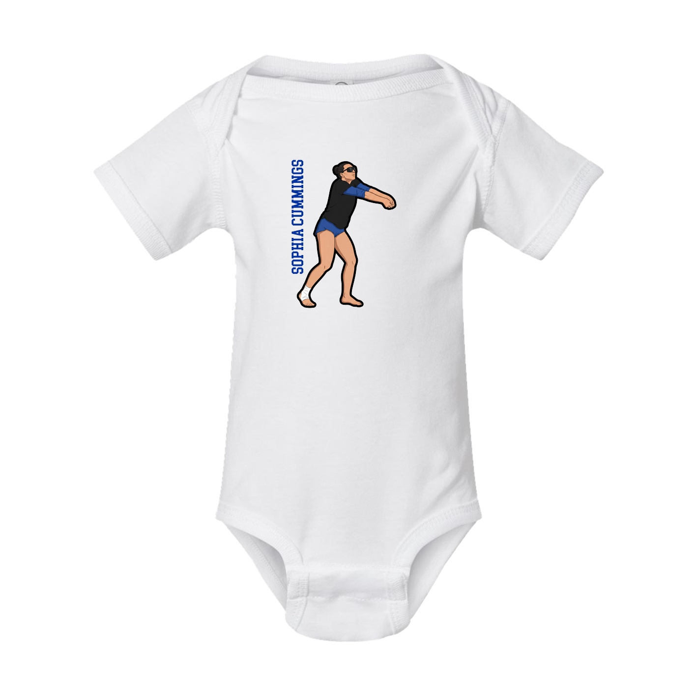 Baby Onesie — Name Vertical in White
