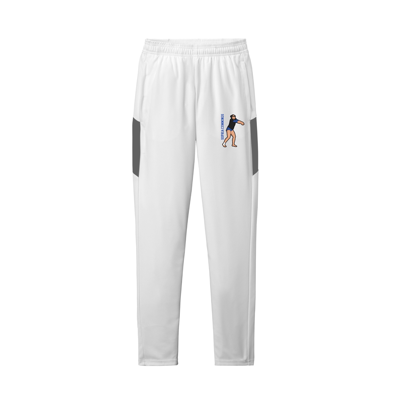 Team Travel Pant — Name Vertical in White/Grey
