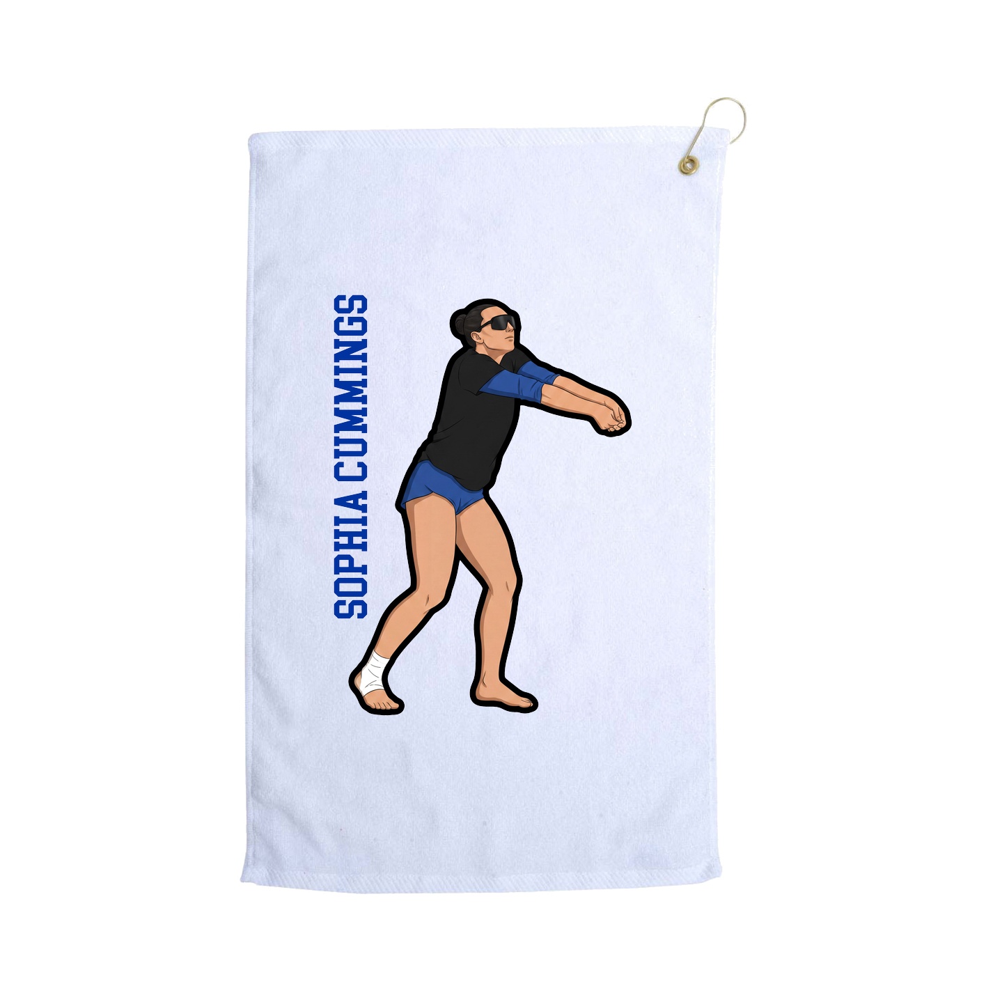 Golf Towel — Name Vertical in White