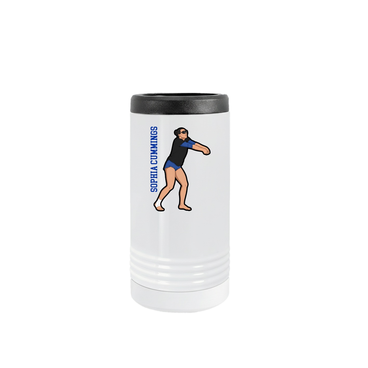 Slim Beverage Holder — Name Vertical in White
