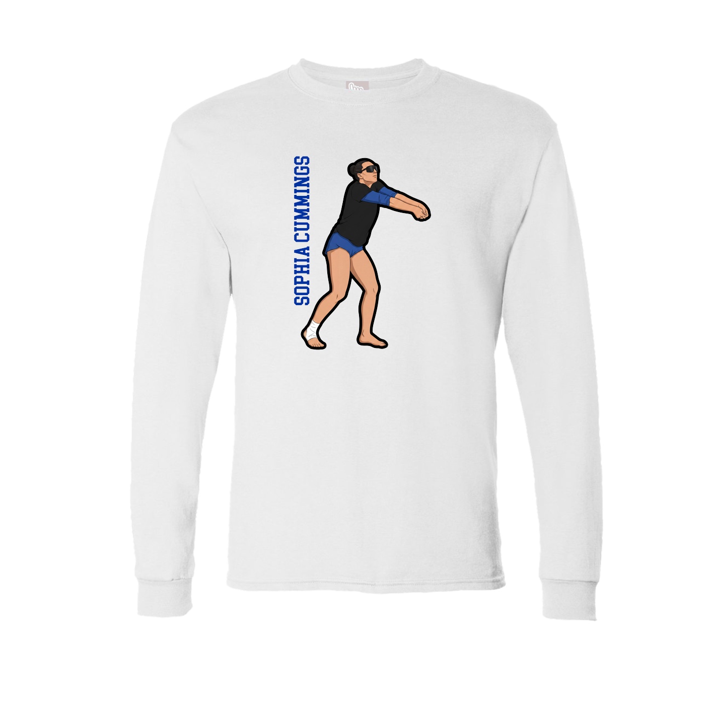 Long Sleeve Tee — Name Vertical in White