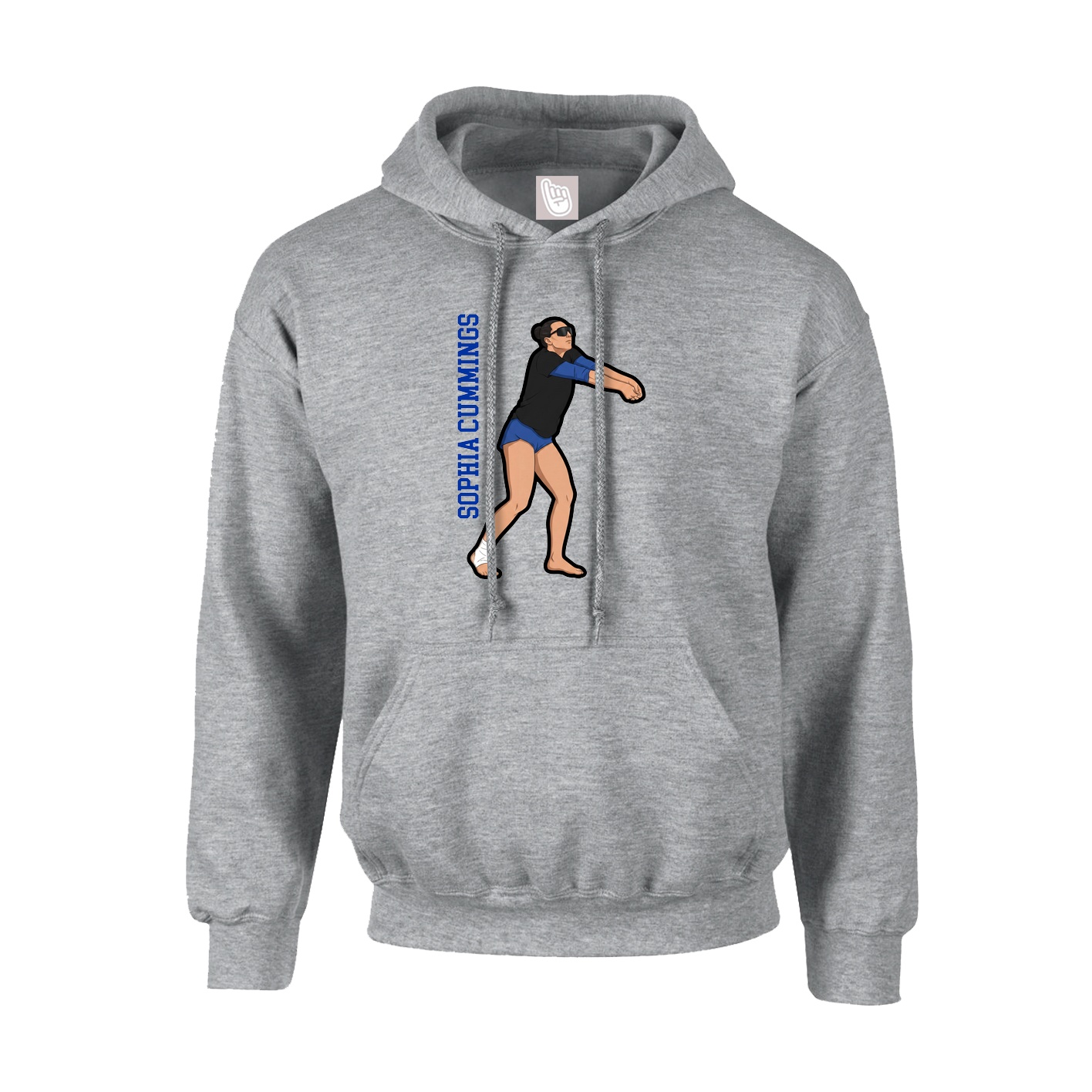 Hoodie — Name Vertical in Grey