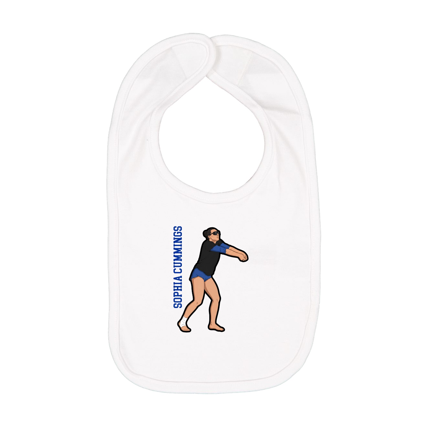 Infant Bib — Name Vertical in White