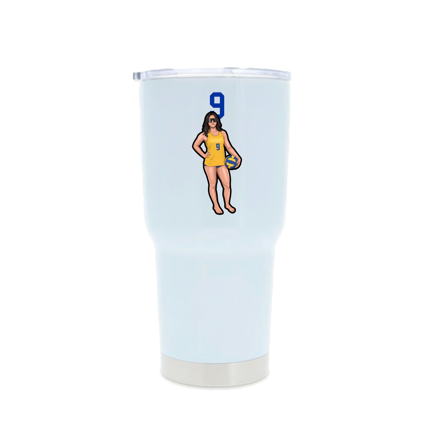 30oz Stainless Steel Tumbler — Number Top in White