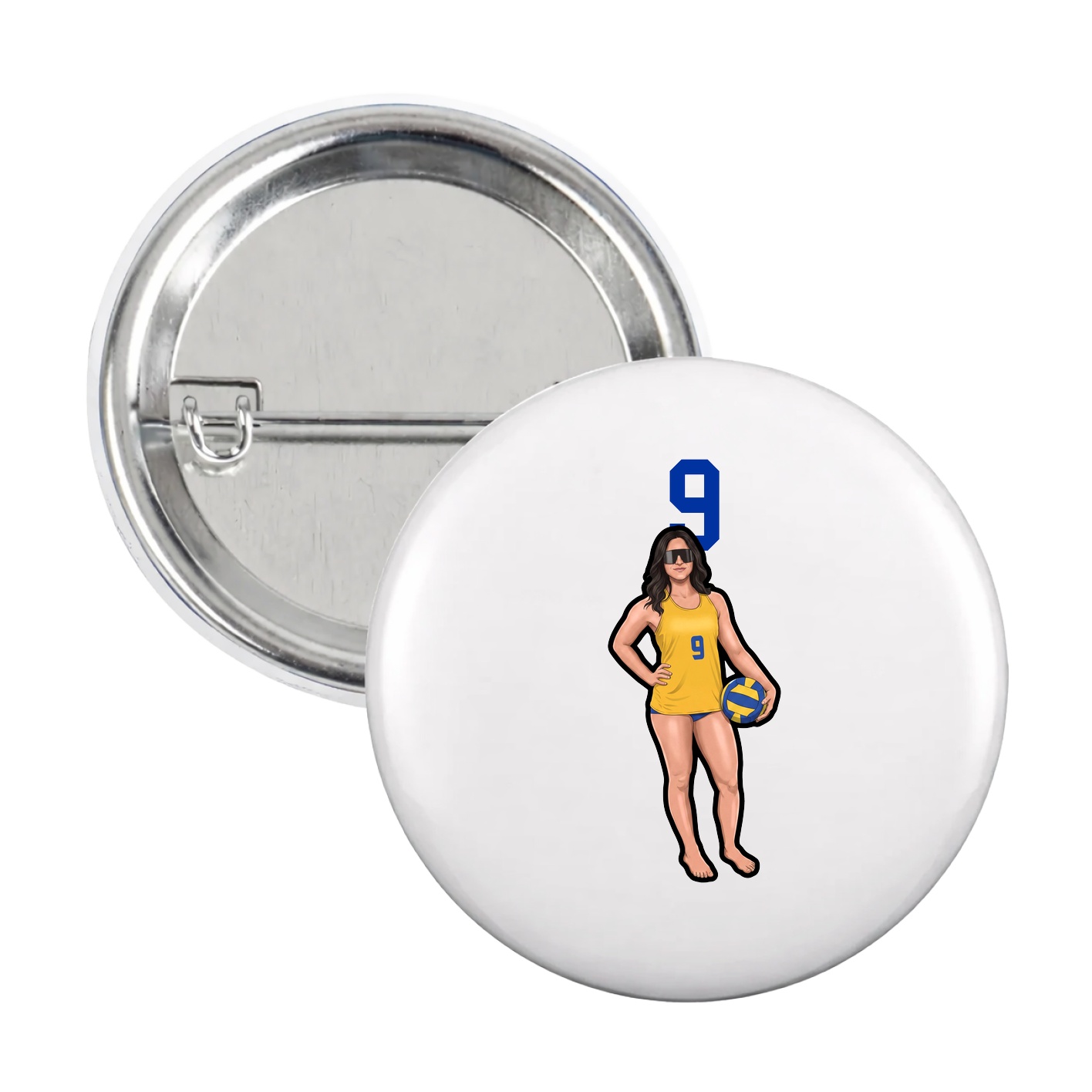 Game Day Button — Number Top in White