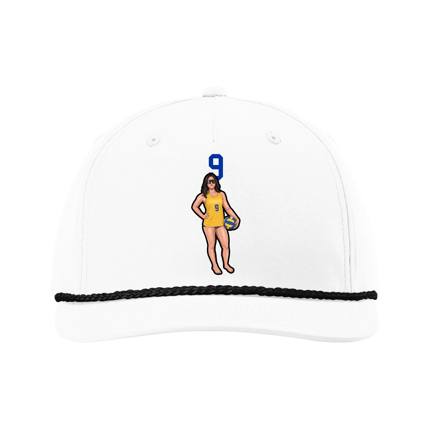 Five-Panel Classic Rope Cap — Number Top in White