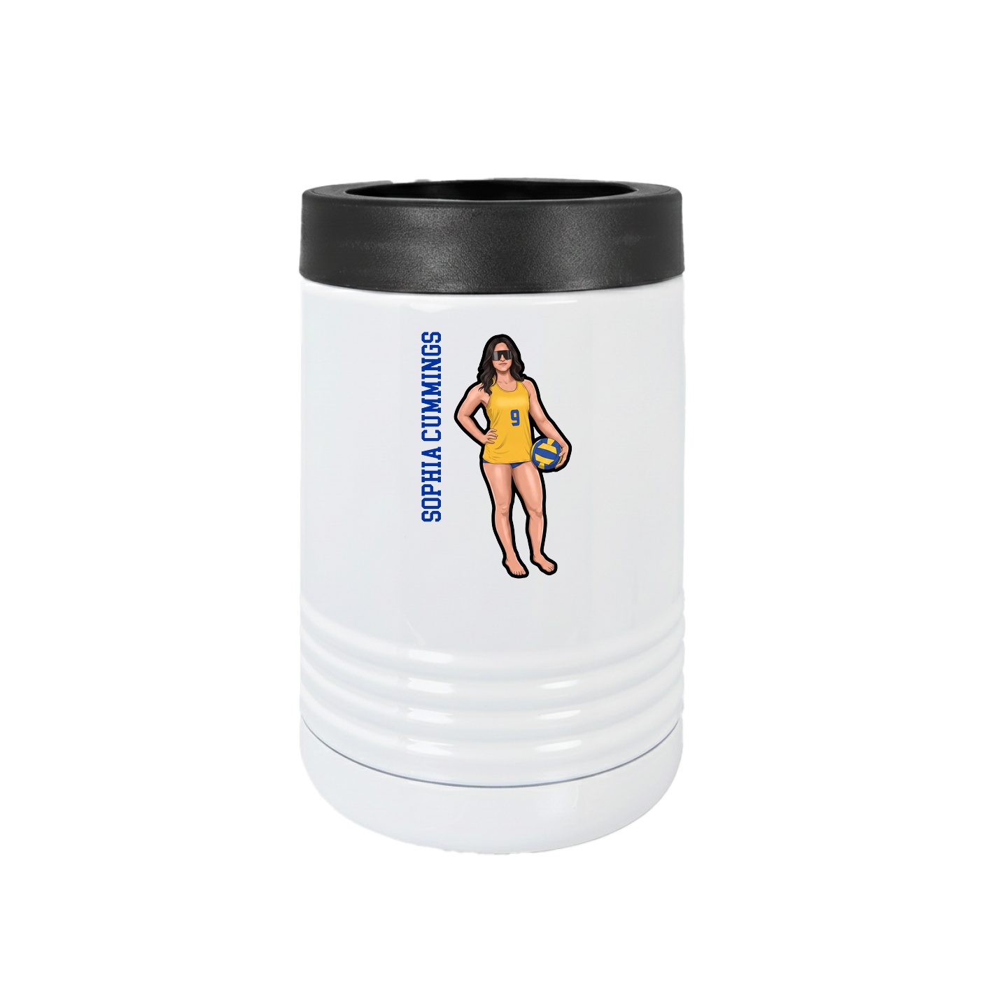 Beverage Holder — Name Vertical in White