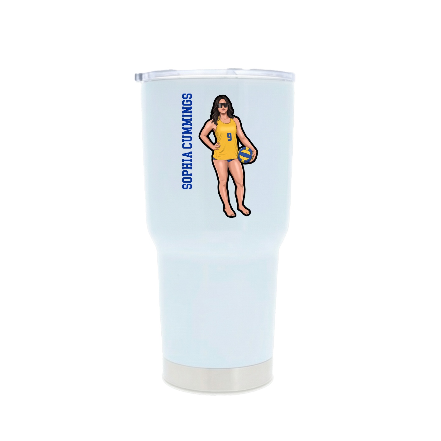 30oz Stainless Steel Tumbler — Name Vertical in White