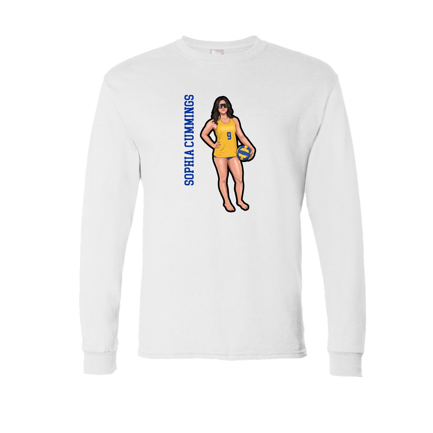 Long Sleeve Tee — Name Vertical in White
