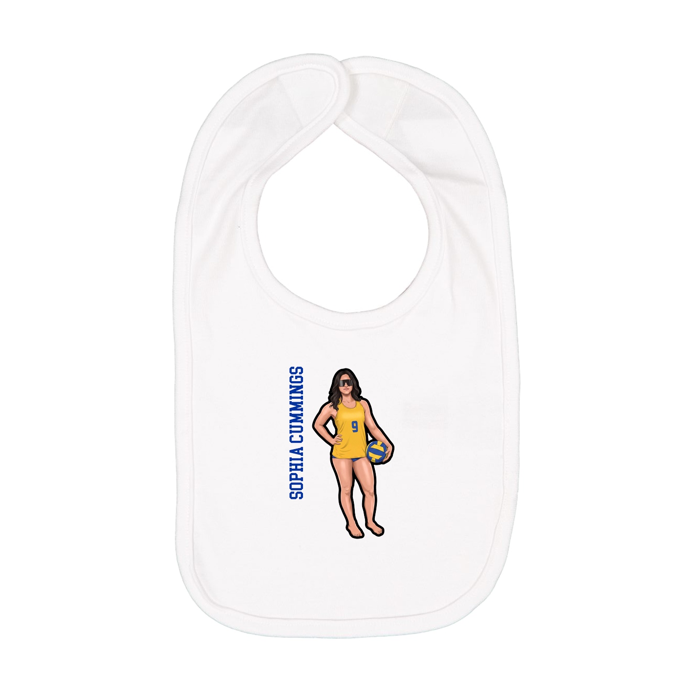Infant Bib — Name Vertical in White