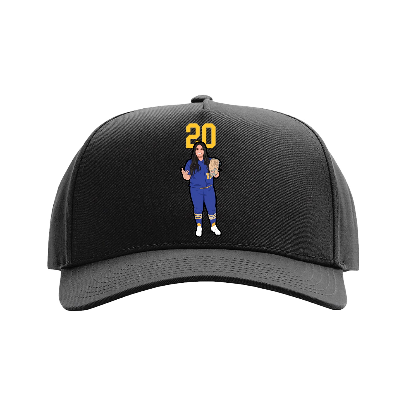 Full Fabric Five-Panel Champ Cap — Number Top in Black