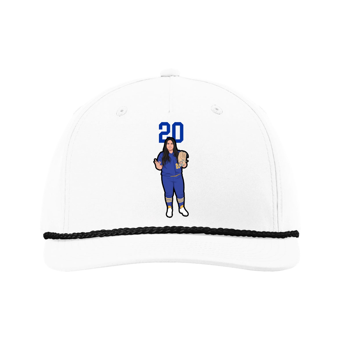Five-Panel Classic Rope Cap — Number Top in White