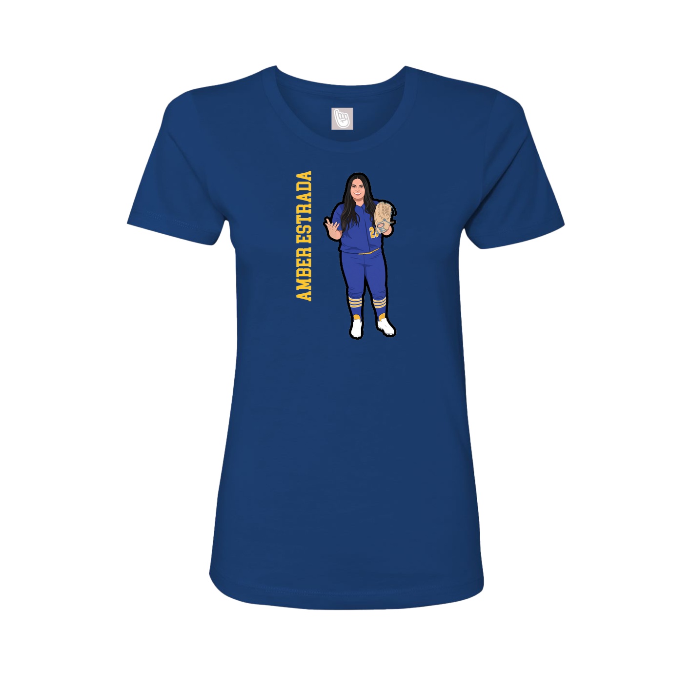 Fitted Women's Tee — Name Vertical in Royal