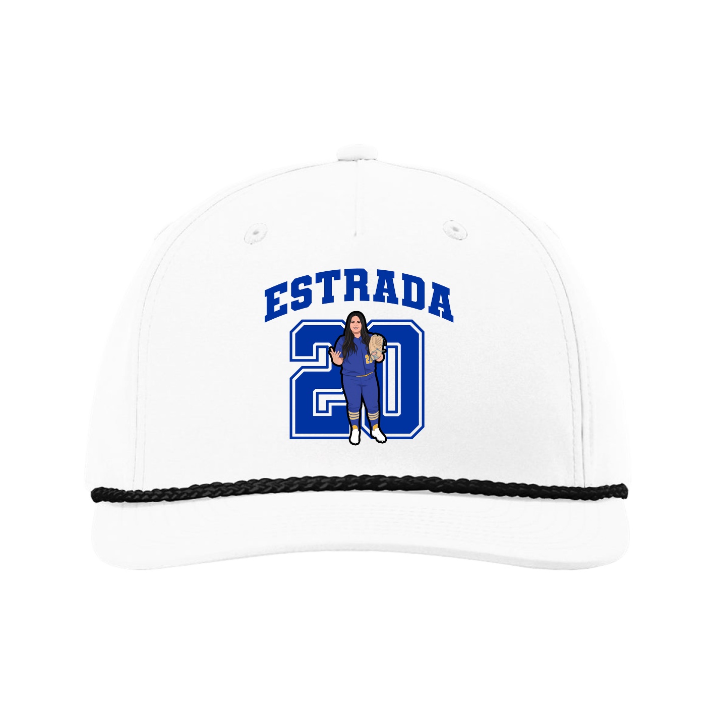 Five-Panel Classic Rope Cap — Number in White